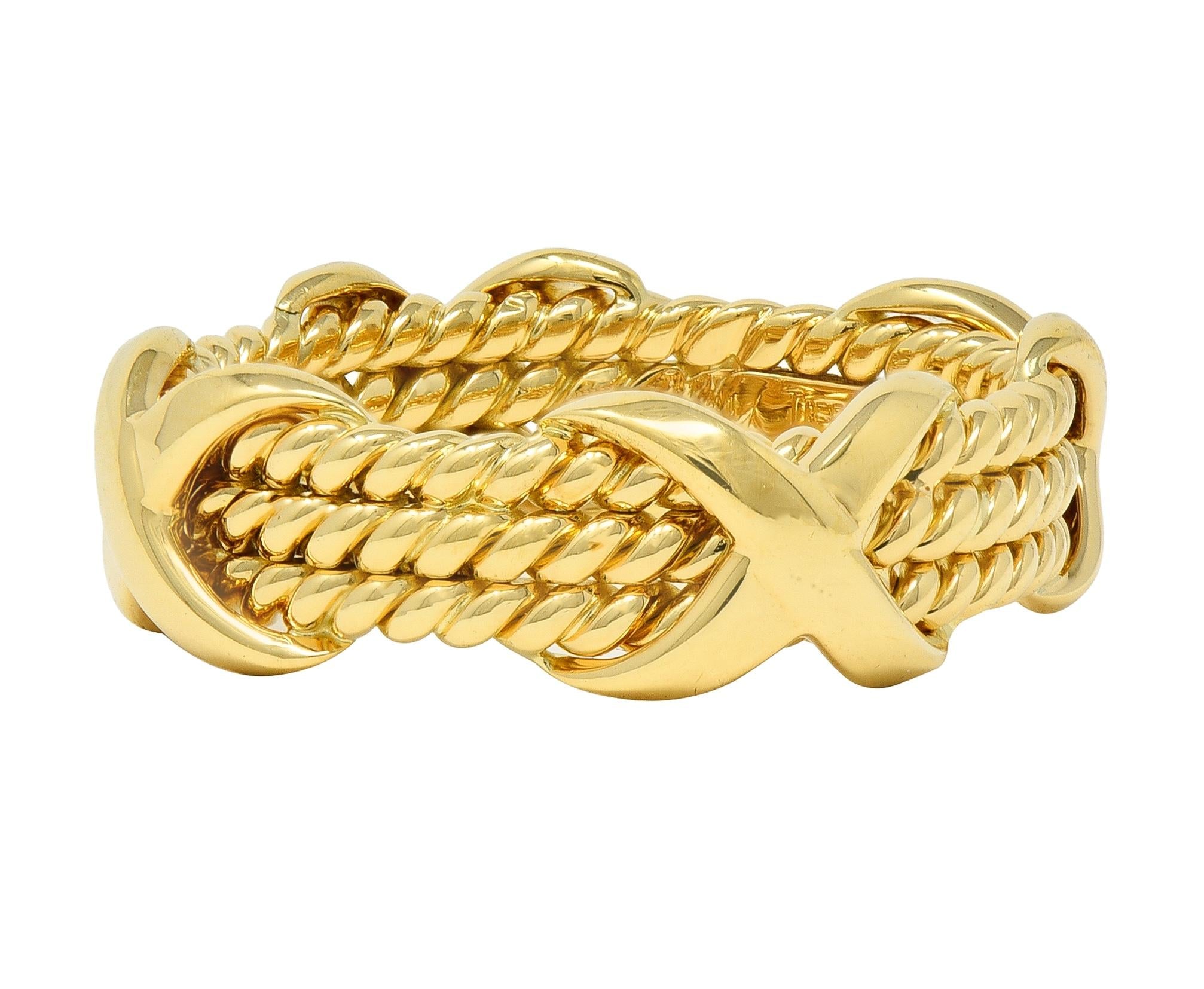Jean Schlumberger Tiffany & Co. 18 Karat Yellow Gold Twisted Rope X Band Ring