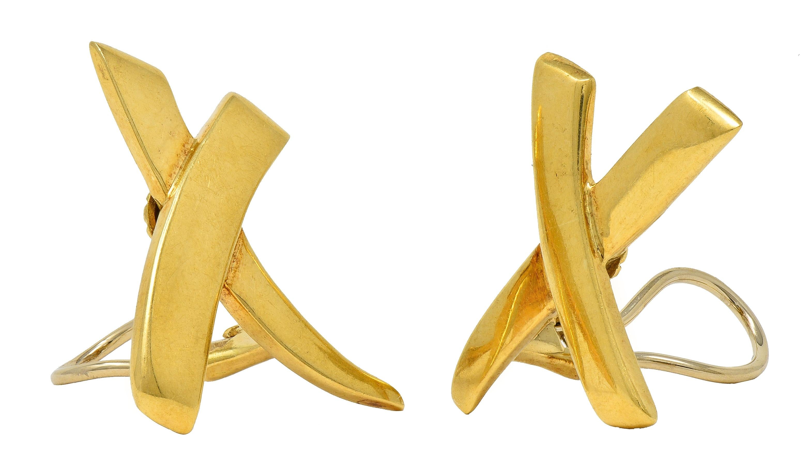 Paloma Picasso Tiffany & Co. 1983 18K Gold X Graffiti Vintage Ear-Clip Earrings