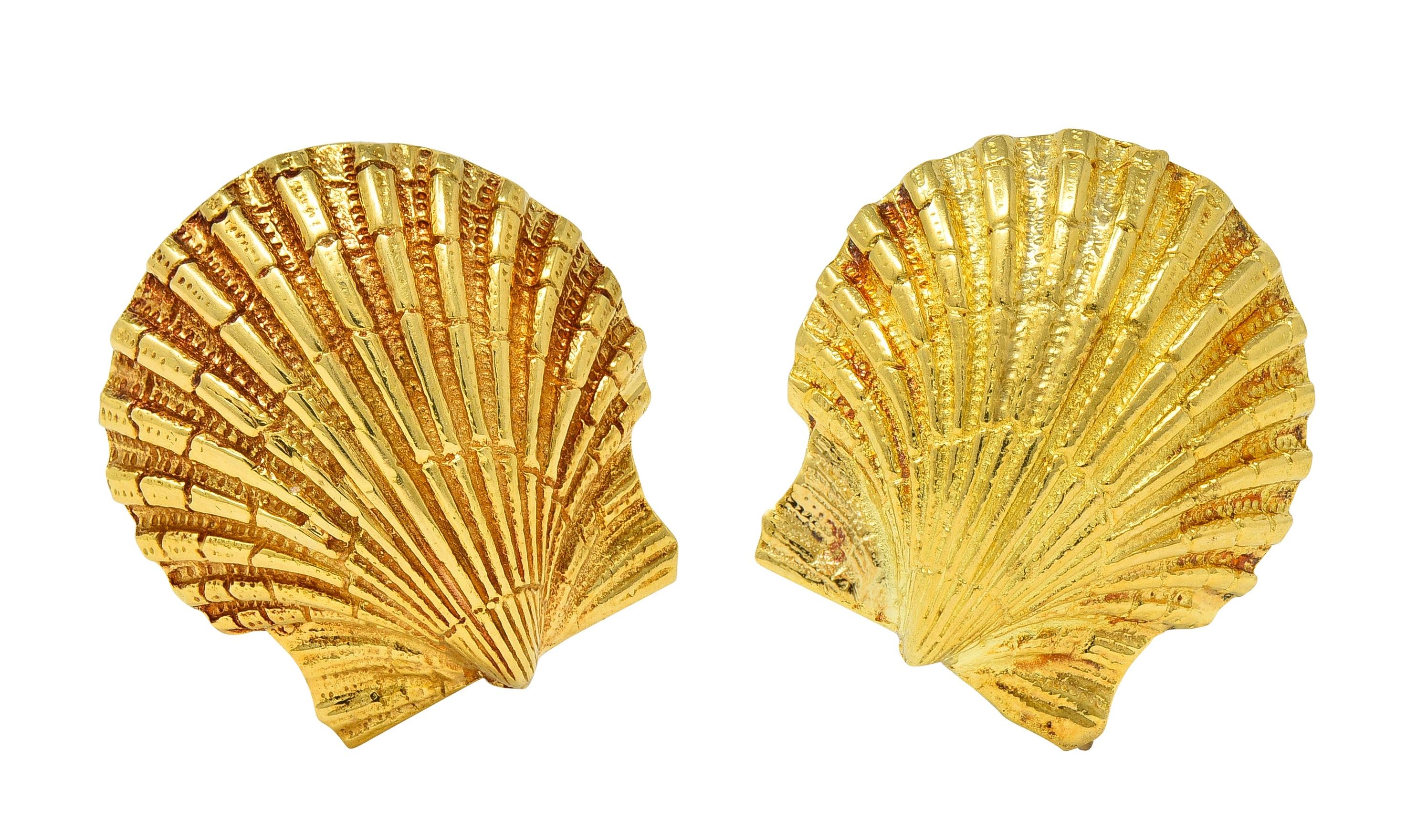 Jean Schlumberger Tiffany & Co. 18K Gold Vintage Sea Shell Ear-Clip Earrings