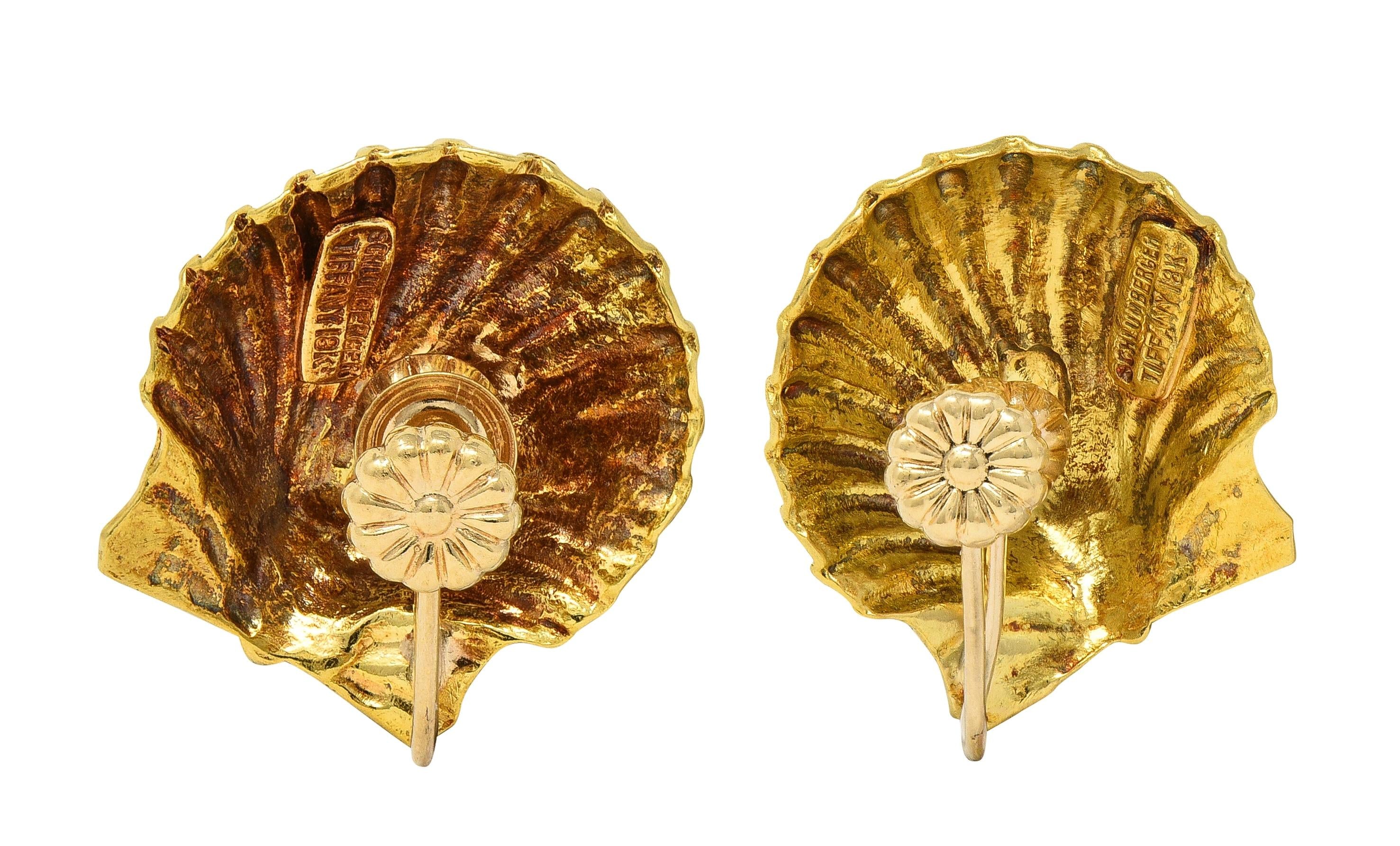 Jean Schlumberger Tiffany & Co. 18K Gold Vintage Sea Shell Ear-Clip Earrings