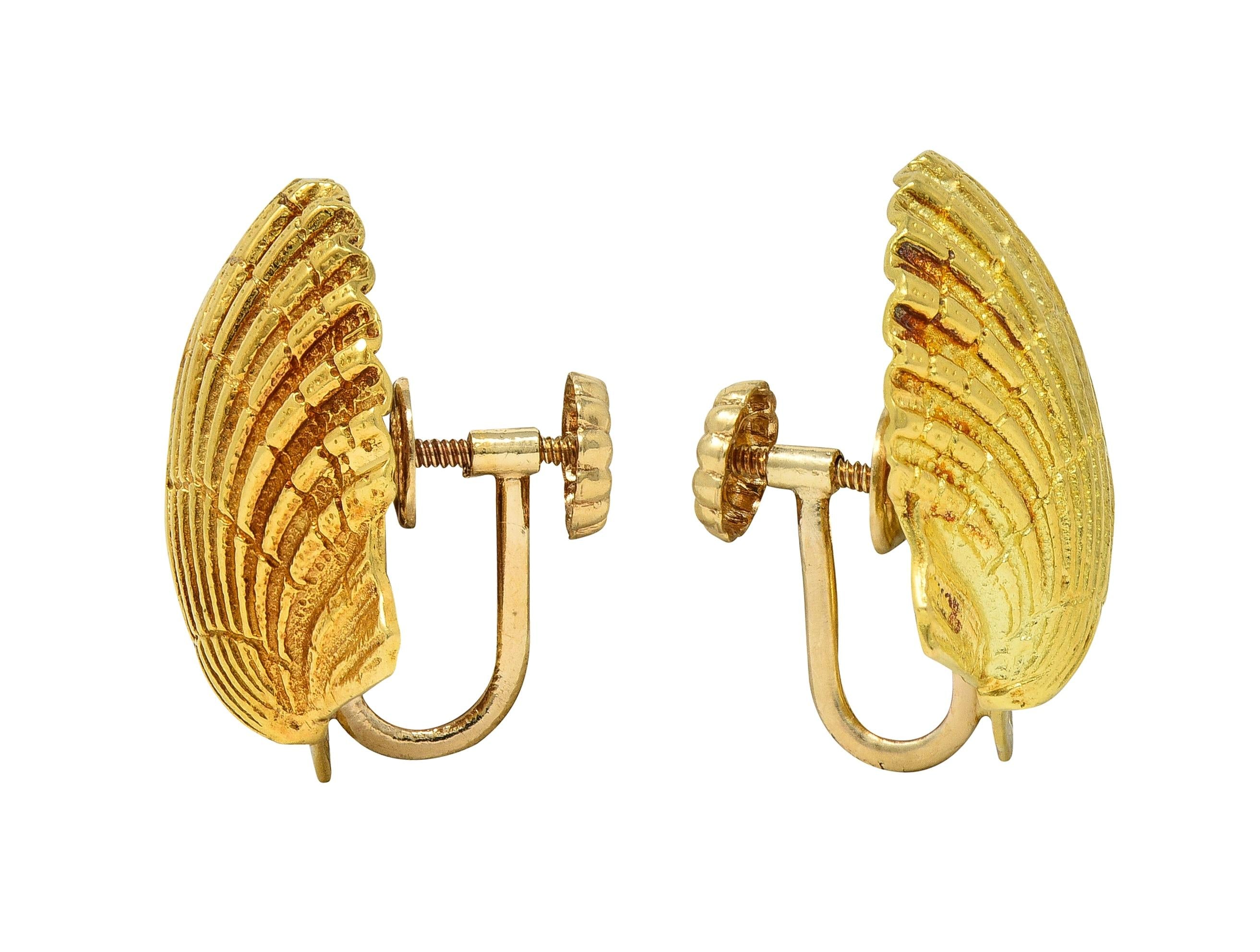 Jean Schlumberger Tiffany & Co. 18K Gold Vintage Sea Shell Ear-Clip Earrings