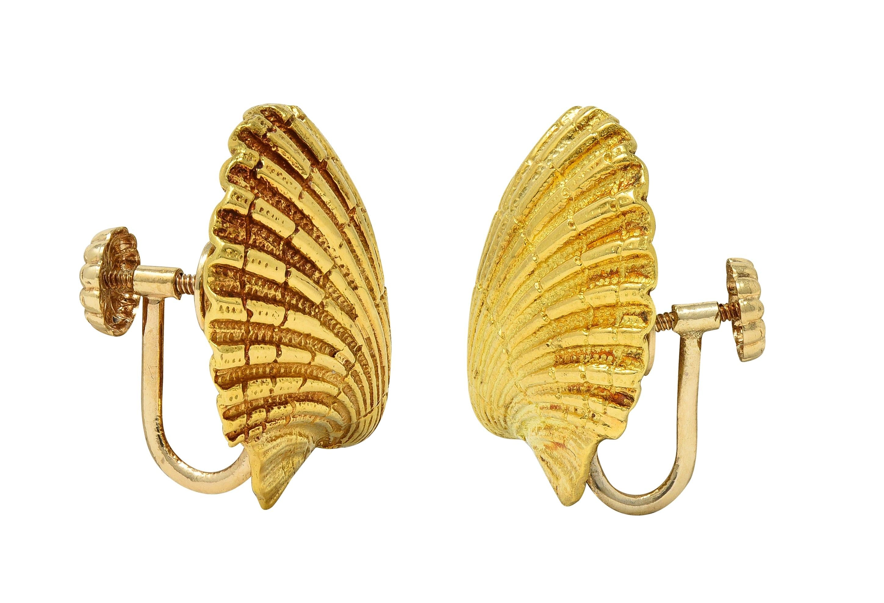 Jean Schlumberger Tiffany & Co. 18K Gold Vintage Sea Shell Ear-Clip Earrings