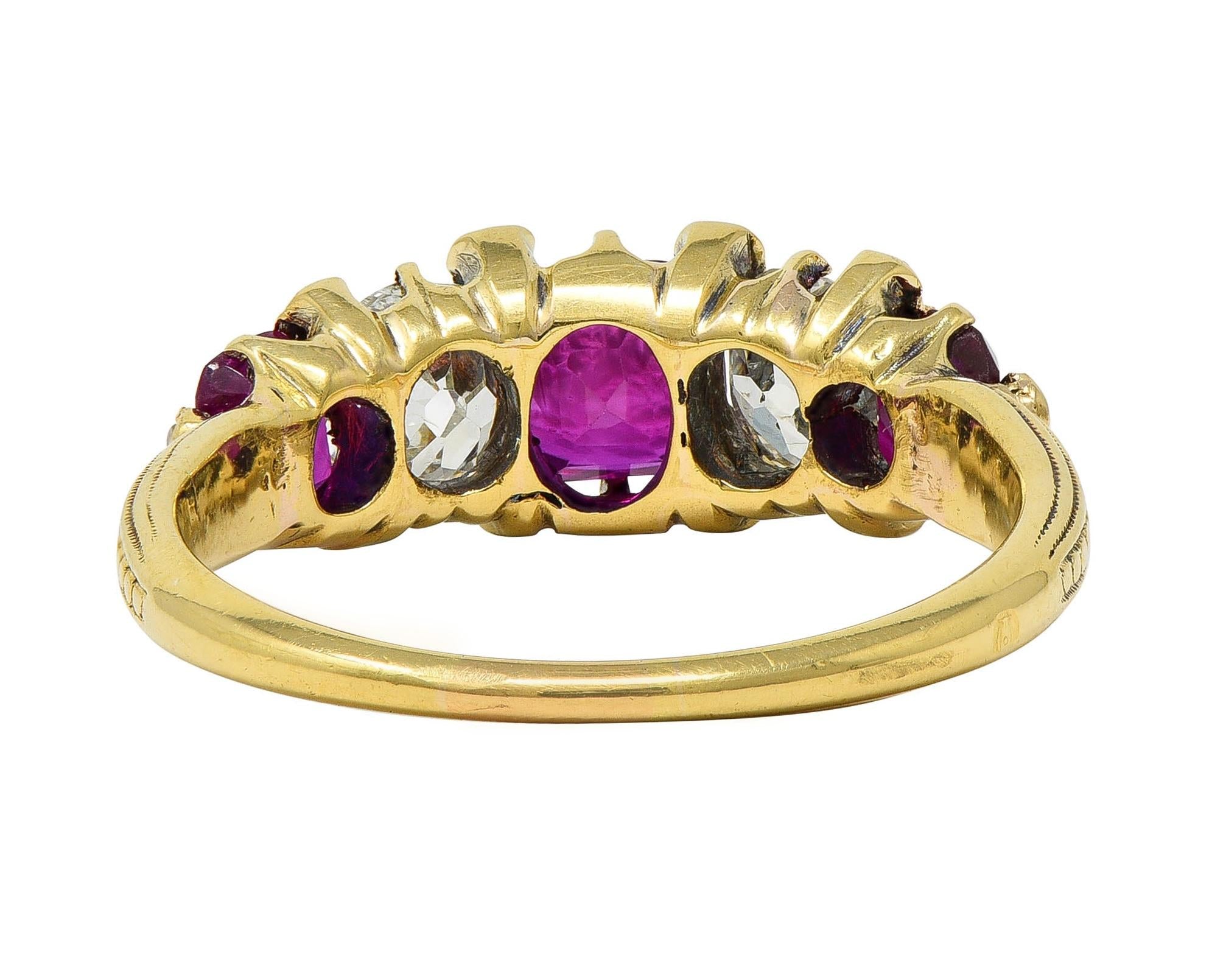 Victorian 2.02 CTW No Heat Burma Ruby Old Mine Cut Diamond 18K Gold Ring GIA