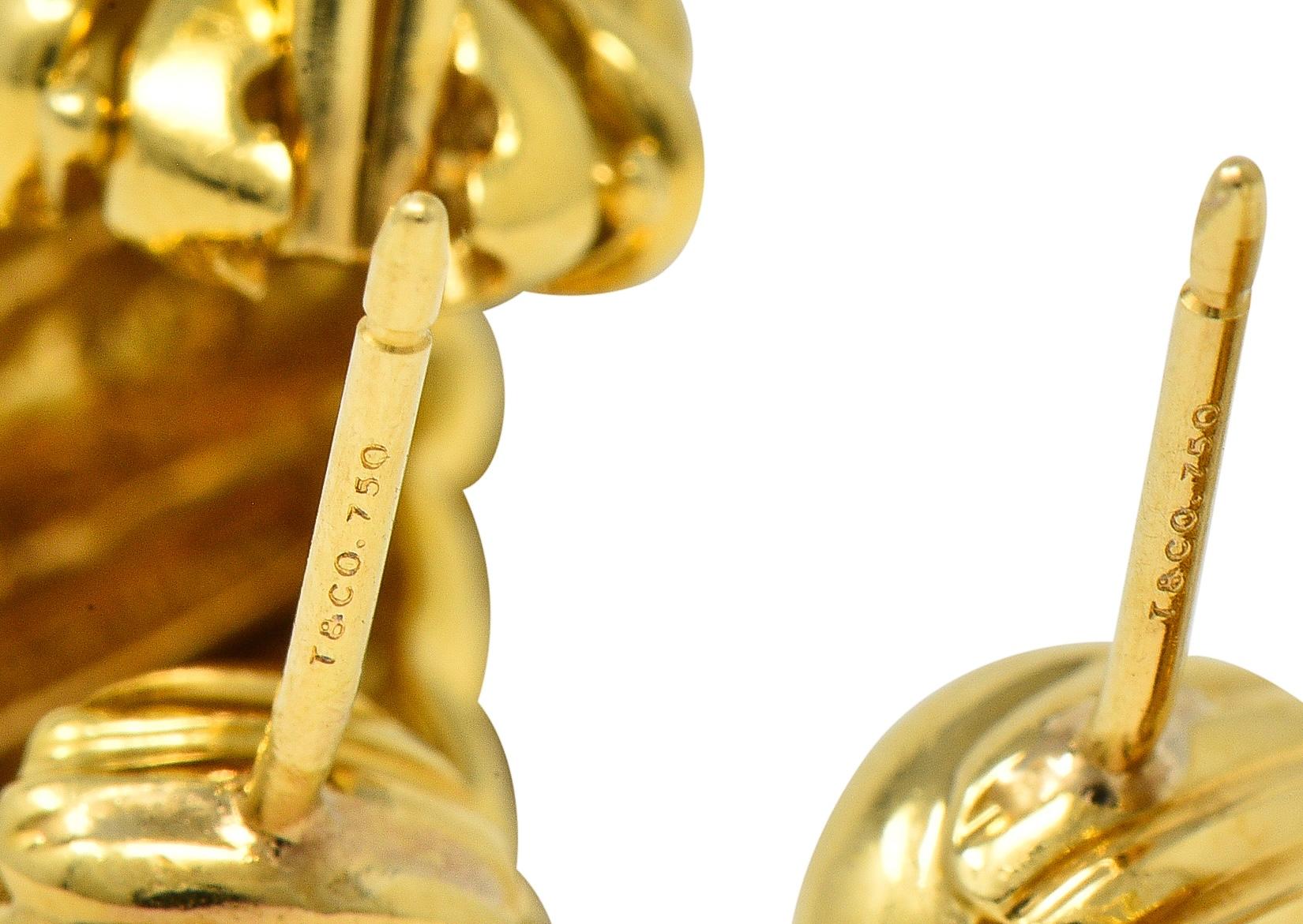 Tiffany & Co. 1980s 18 Karat Yellow Gold Vintage Twist J-Hoop Earrings