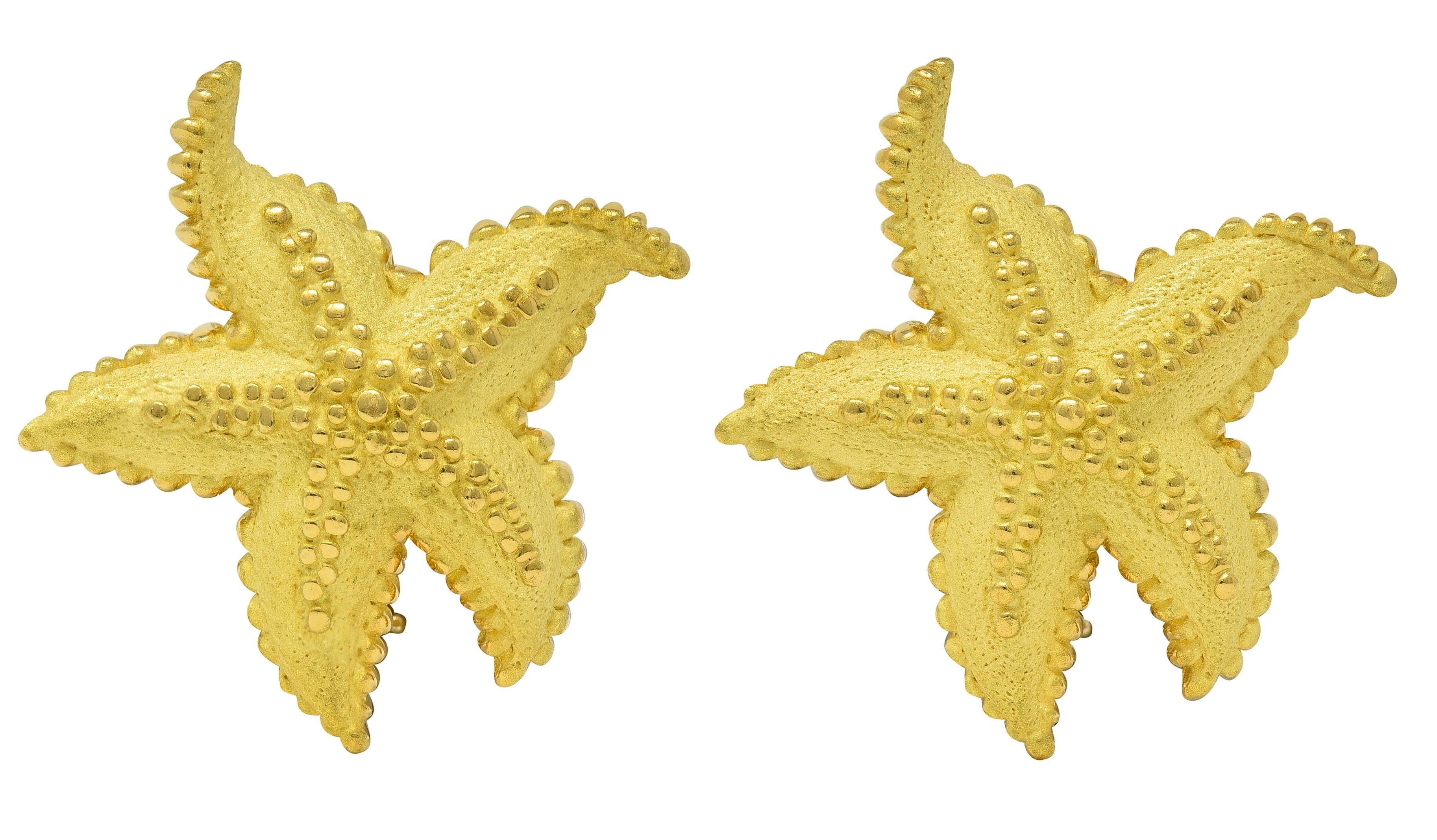 Tiffany & Co. 1980's 18 Karat Yellow Gold Vintage Starfish Ear-Clip Earrings