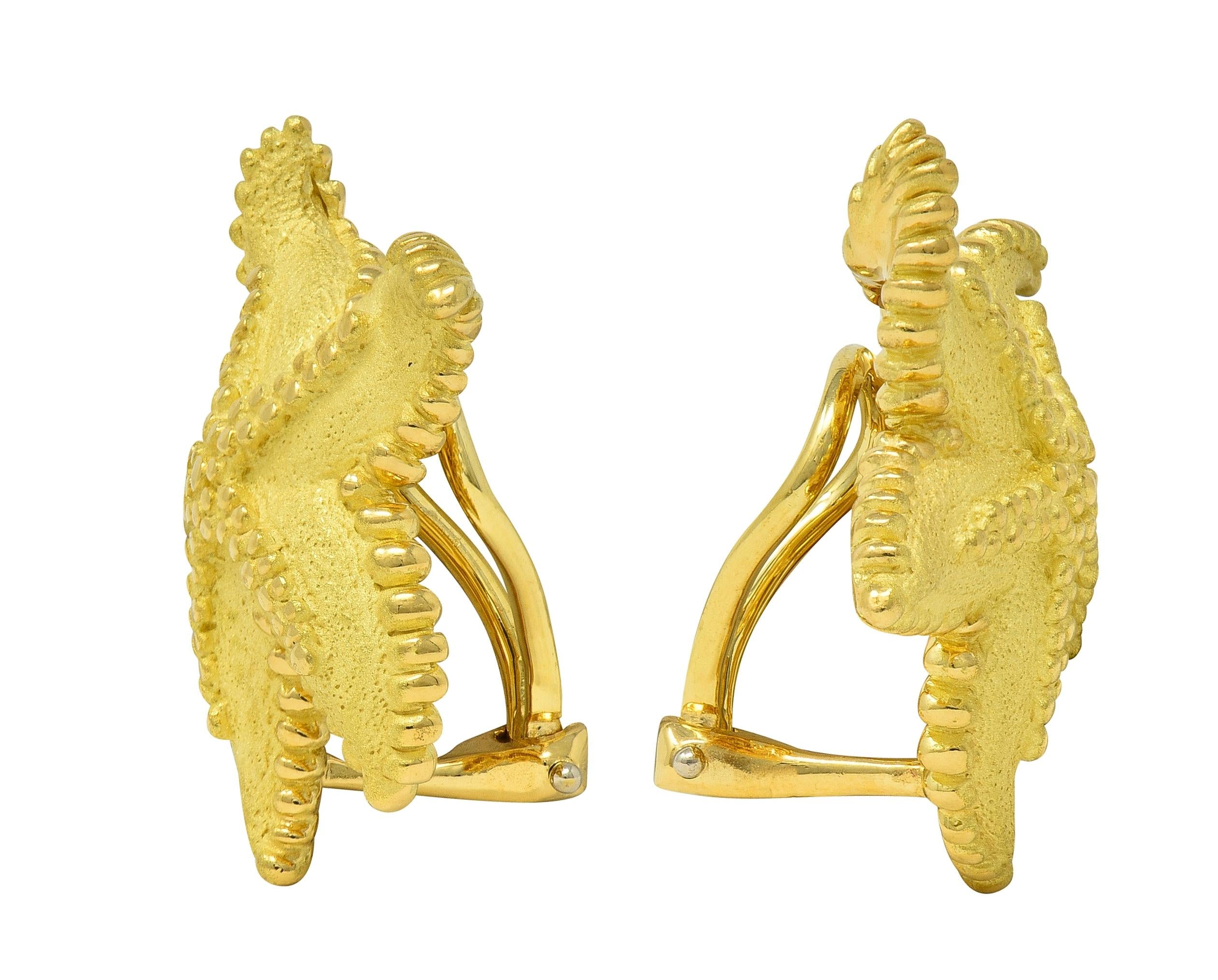 Tiffany & Co. 1980's 18 Karat Yellow Gold Vintage Starfish Ear-Clip Earrings