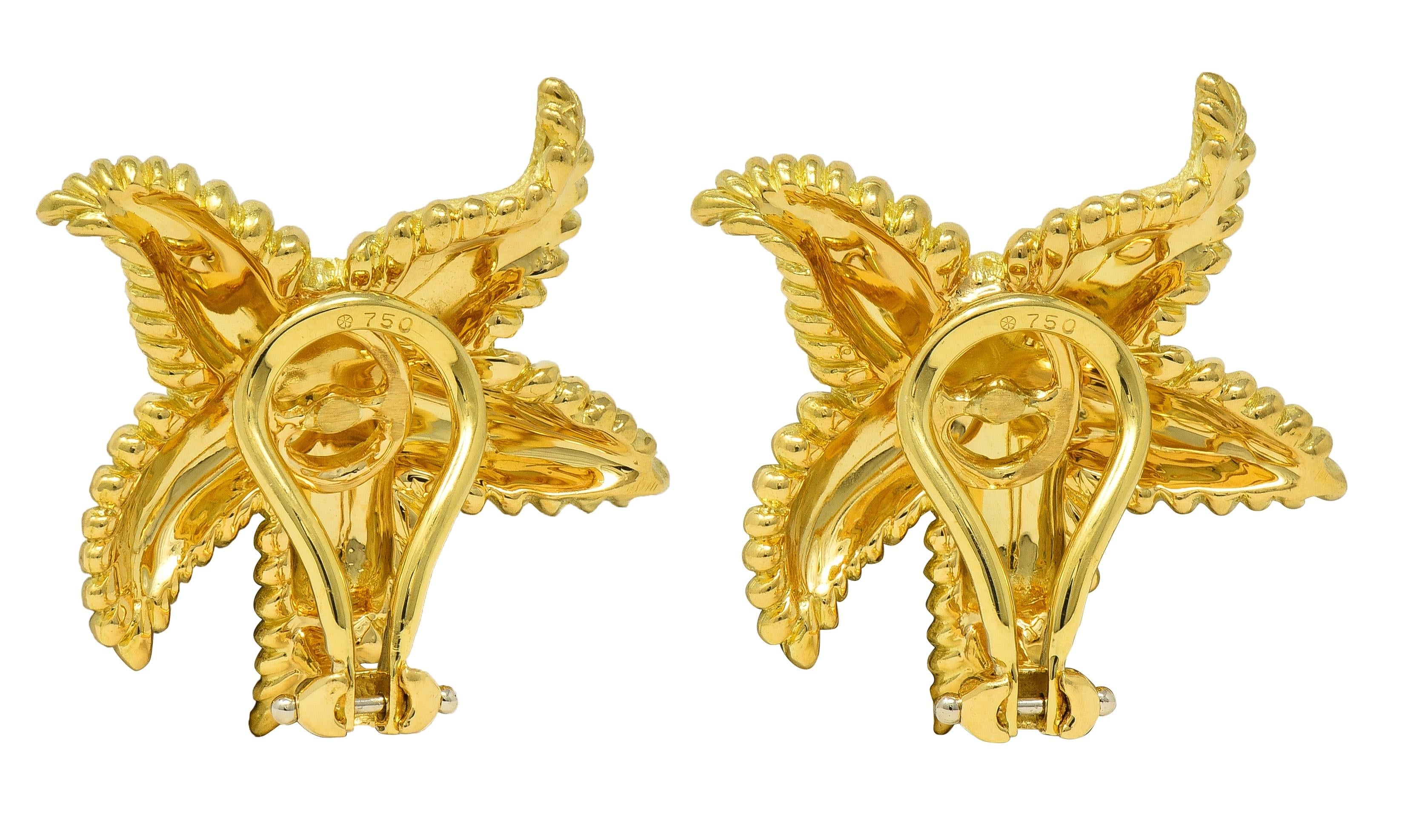 Tiffany & Co. 1980's 18 Karat Yellow Gold Vintage Starfish Ear-Clip Earrings