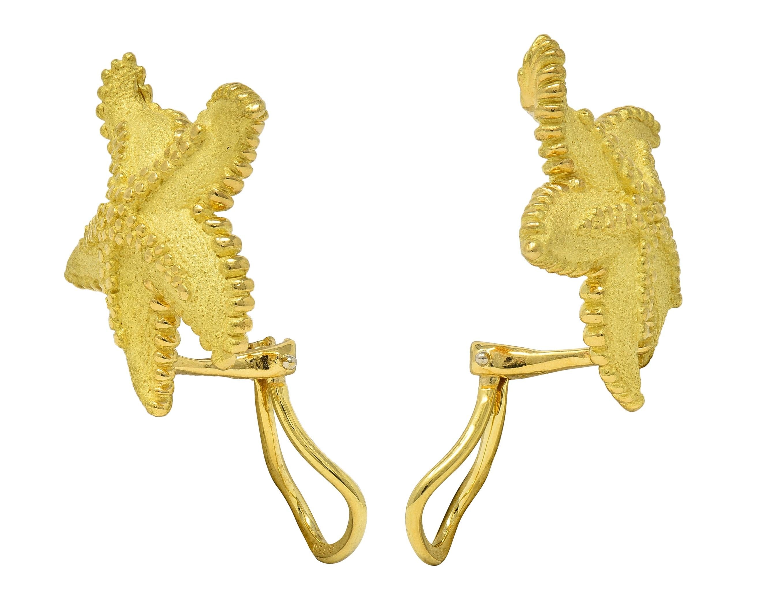 Tiffany & Co. 1980's 18 Karat Yellow Gold Vintage Starfish Ear-Clip Earrings