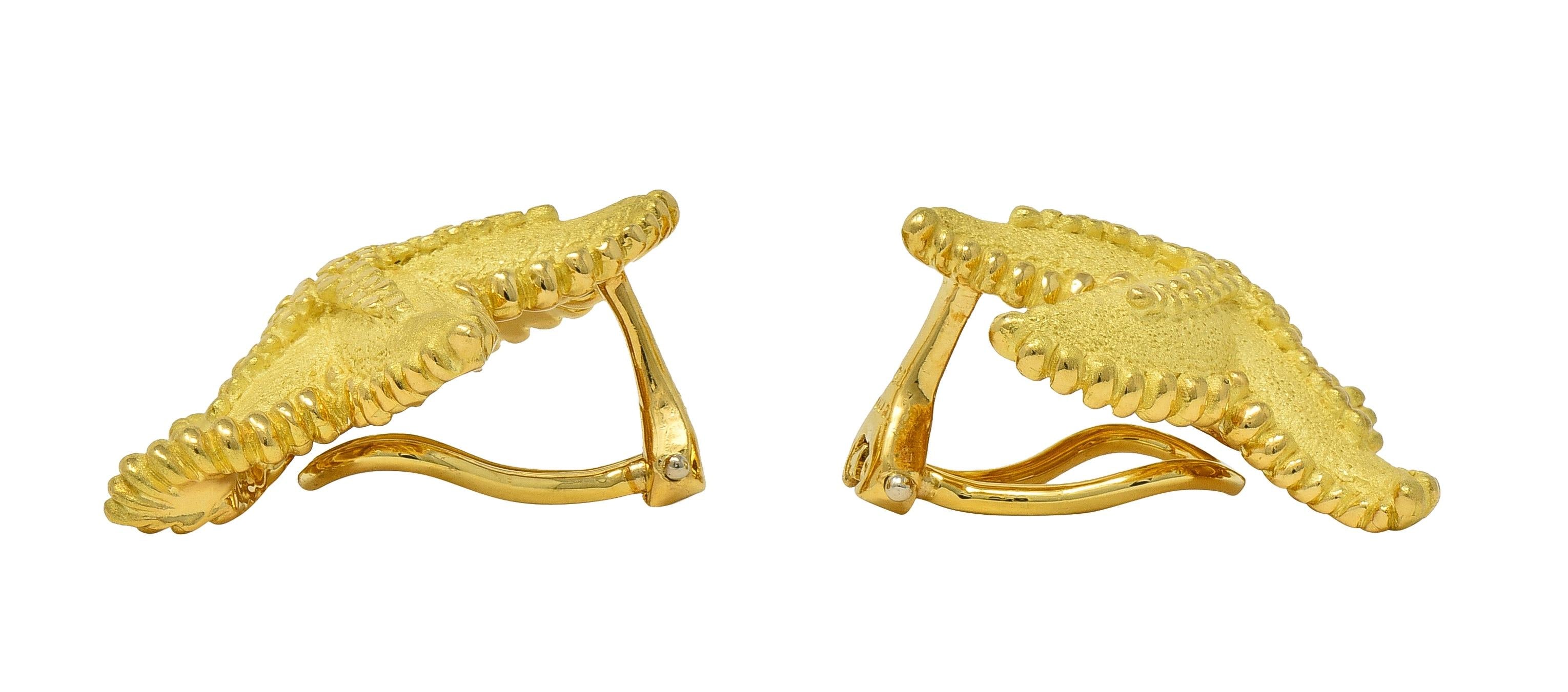 Tiffany & Co. 1980's 18 Karat Yellow Gold Vintage Starfish Ear-Clip Earrings