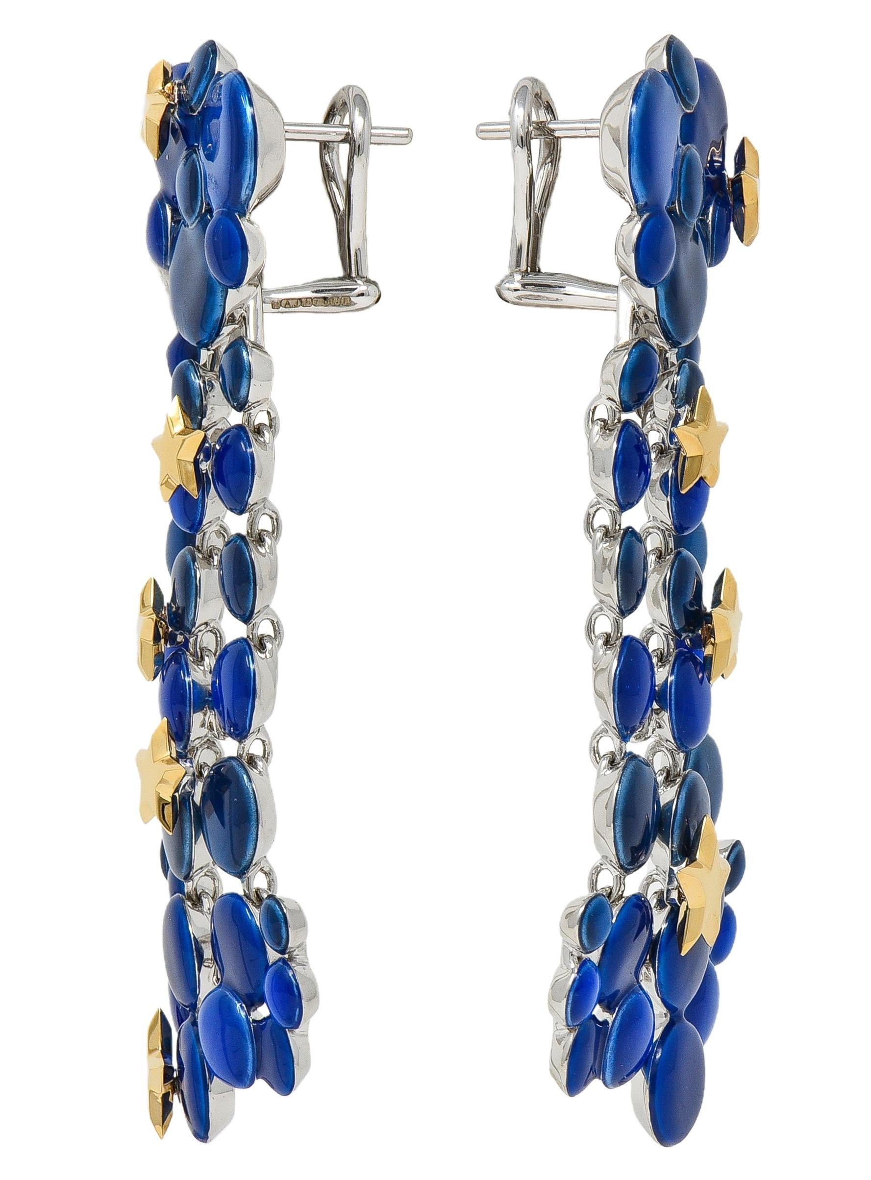 The Royal Mint Enamel 18K White Gold Orrery Night Sky Drop Earrings