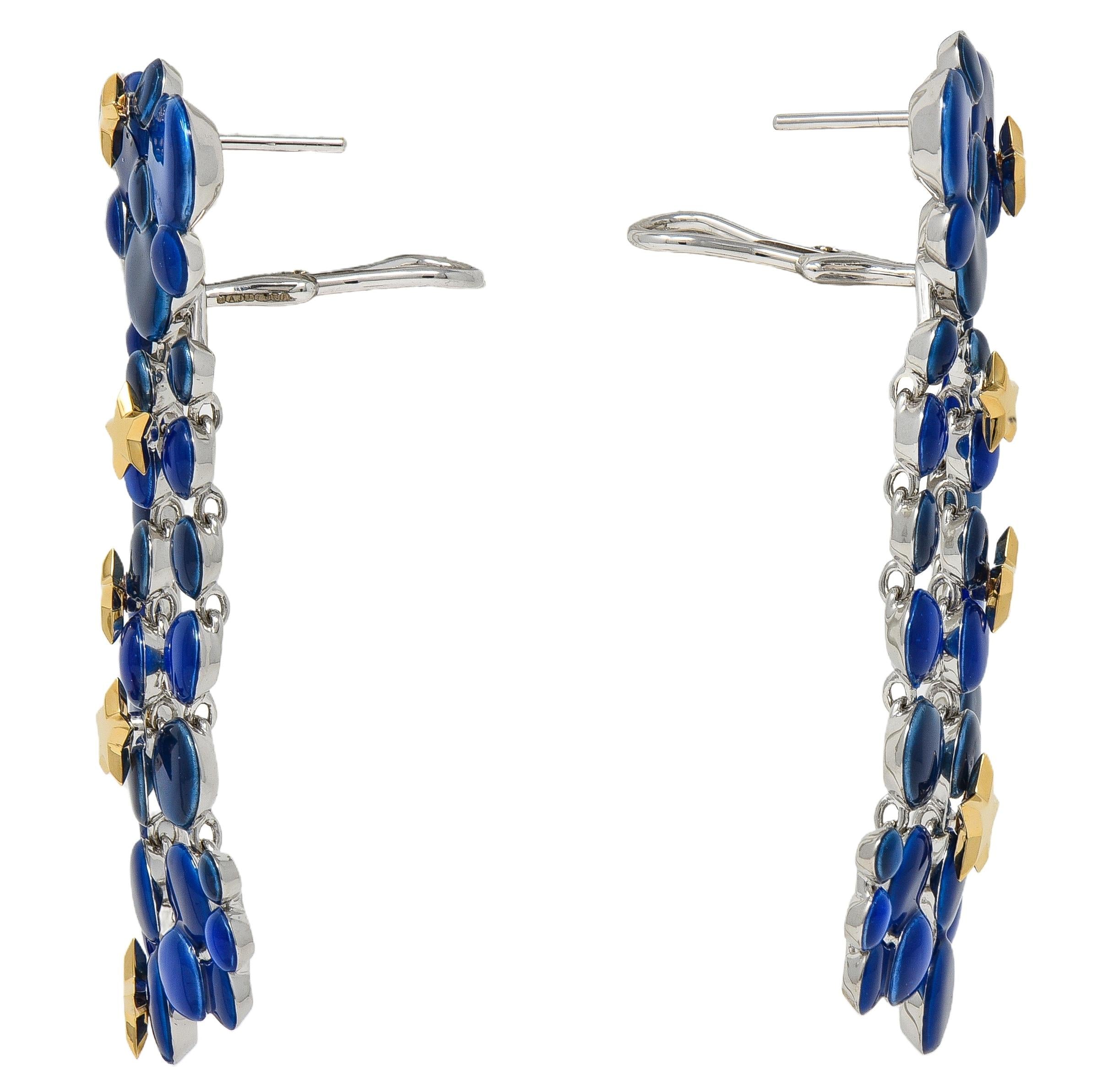 The Royal Mint Enamel 18K White Gold Orrery Night Sky Drop Earrings