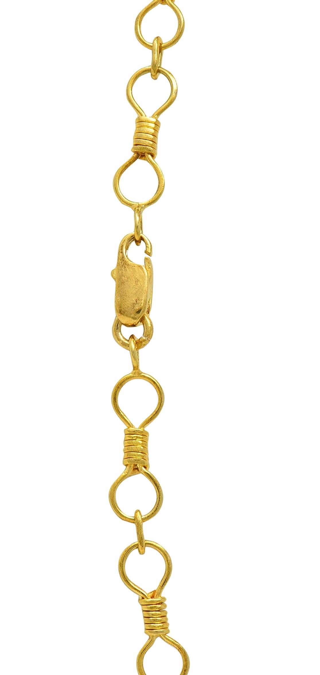 Ilias Lalaounis 1990's 18 Karat Yellow Gold Vintage Foliate Station Necklace