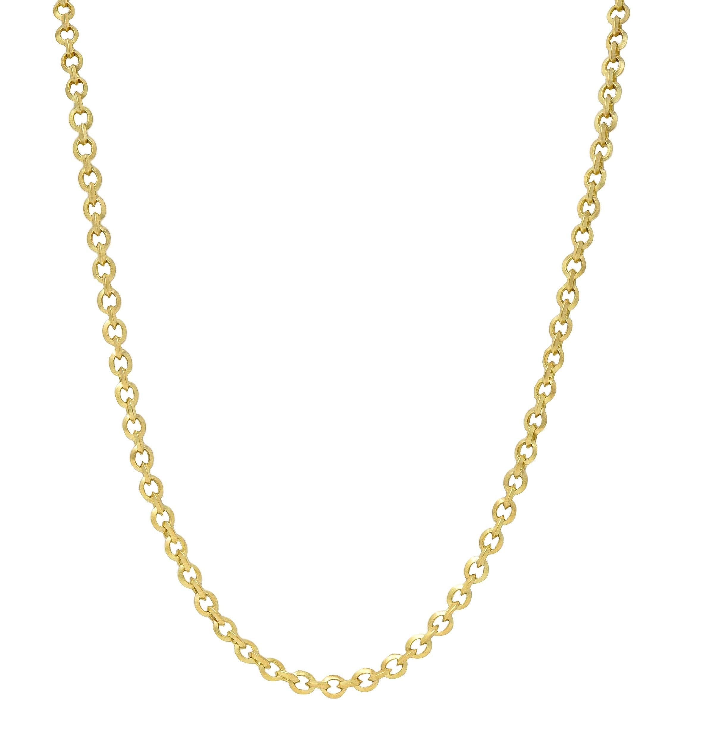 Theo Fennel Contemporary 18K Gold Brushed Cable Link Unisex Chain Necklace