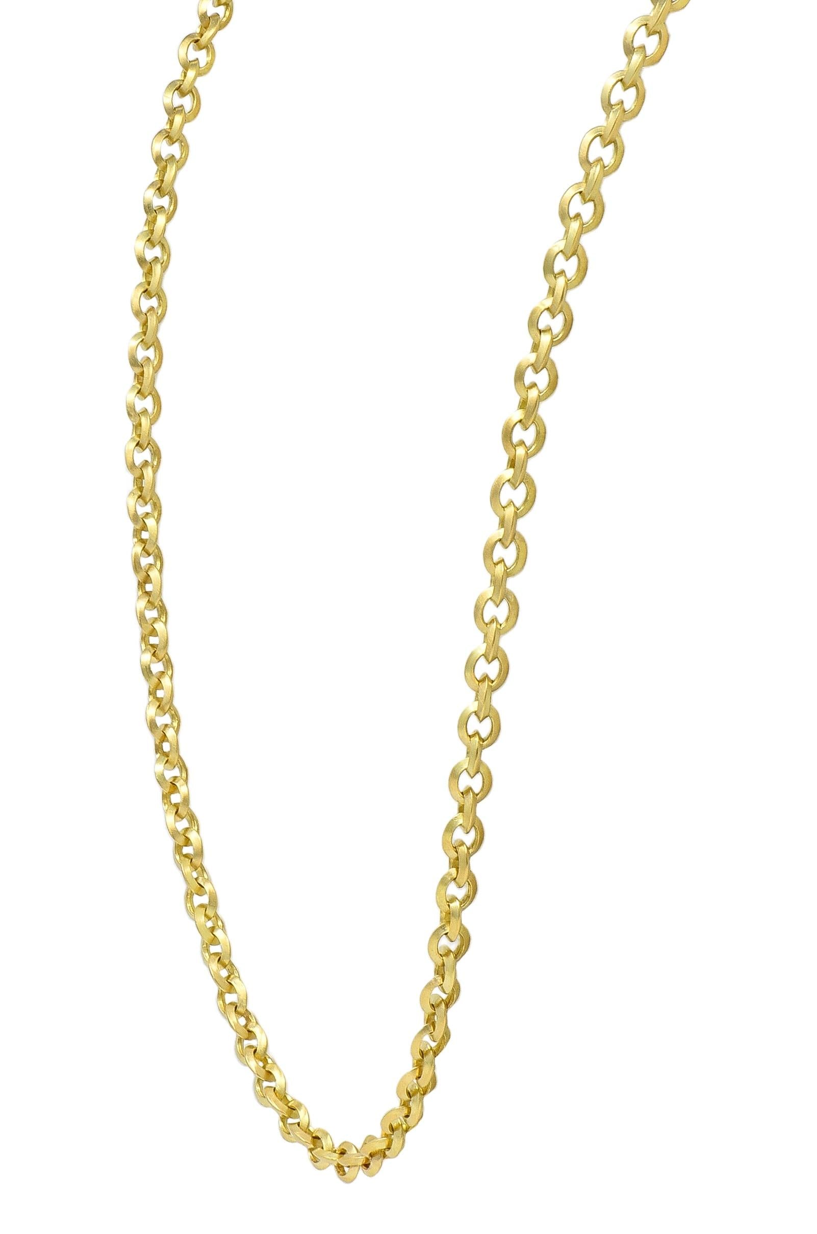 Theo Fennel Contemporary 18K Gold Brushed Cable Link Unisex Chain Necklace
