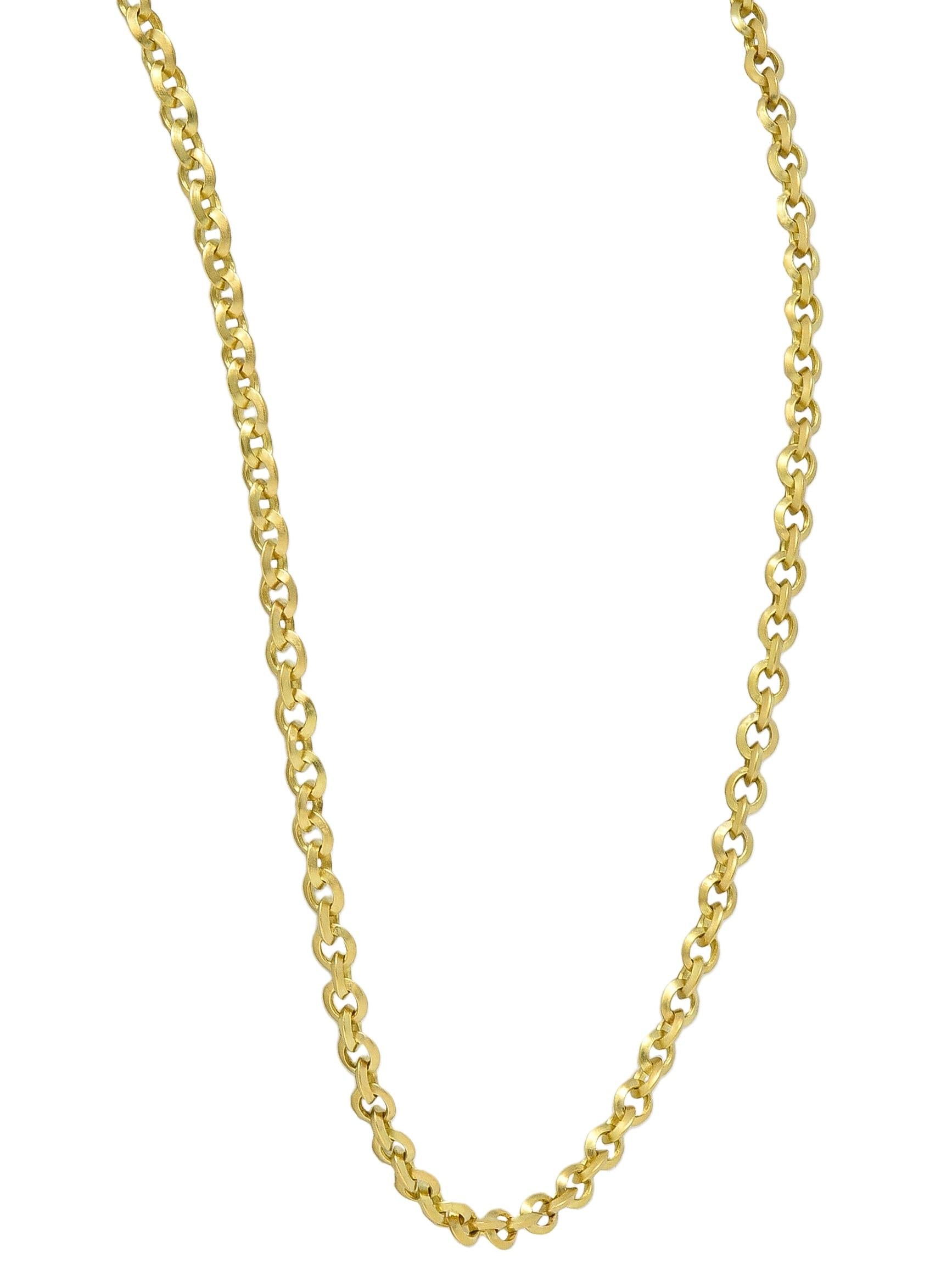 Theo Fennel Contemporary 18K Gold Brushed Cable Link Unisex Chain Necklace