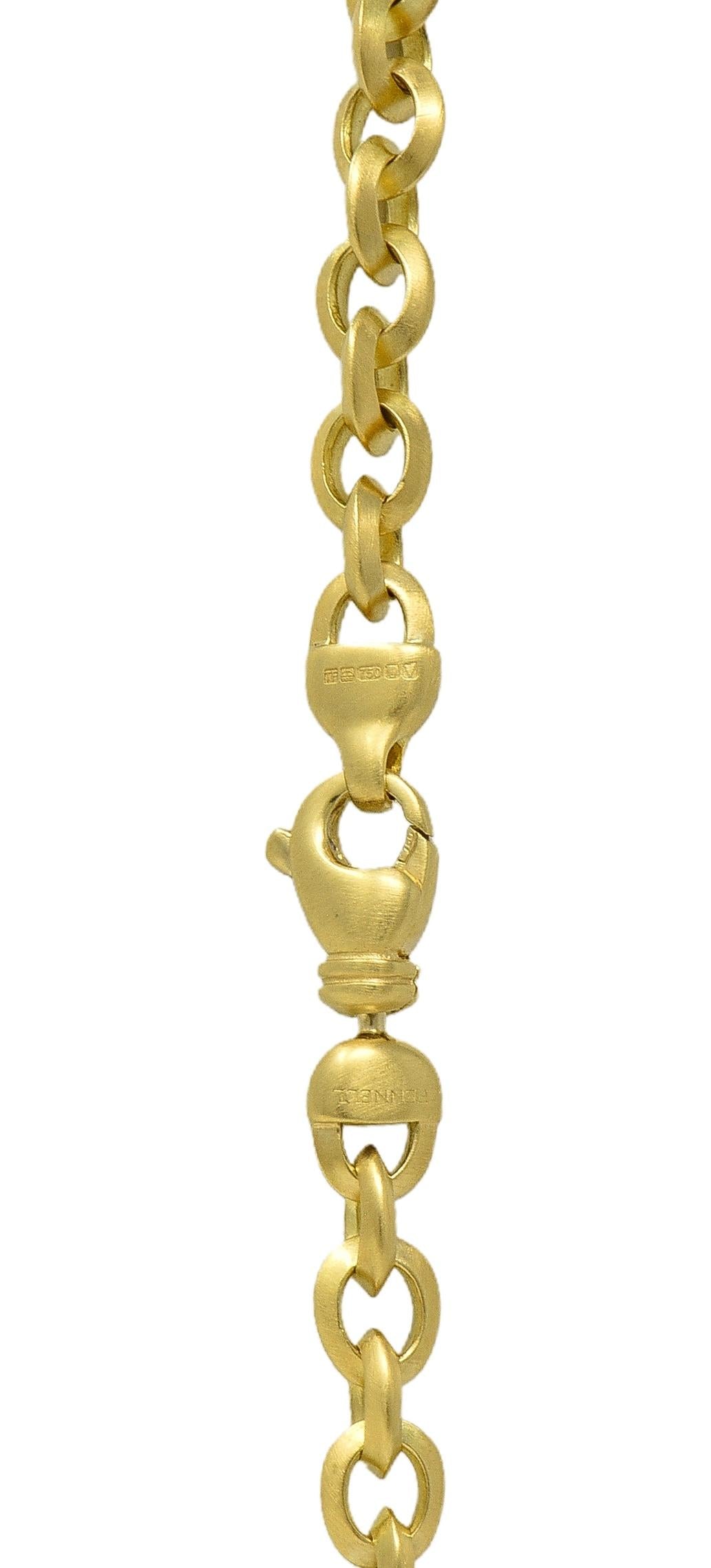 Theo Fennel Contemporary 18K Gold Brushed Cable Link Unisex Chain Necklace