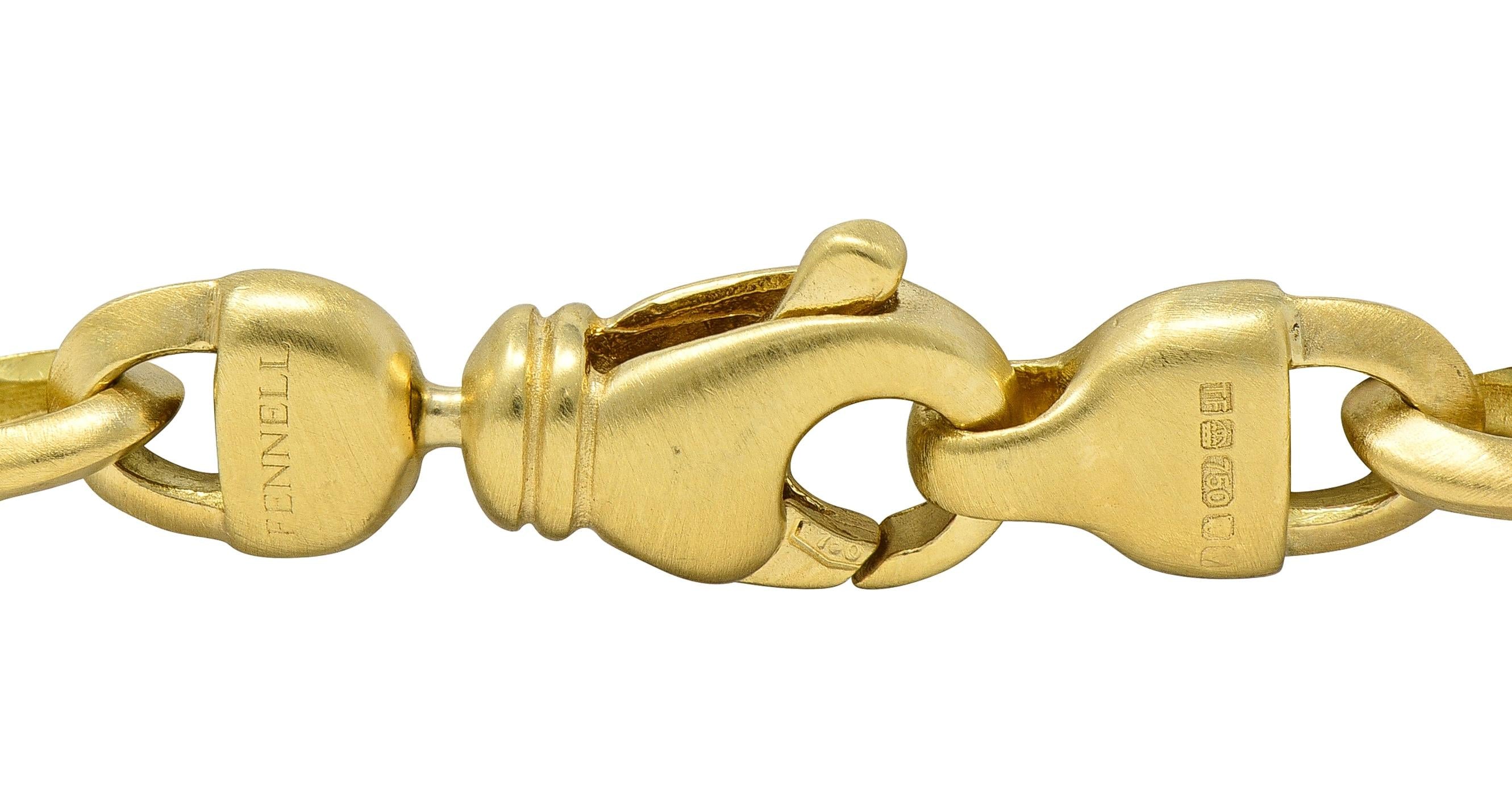 Theo Fennel Contemporary 18K Gold Brushed Cable Link Unisex Chain Necklace