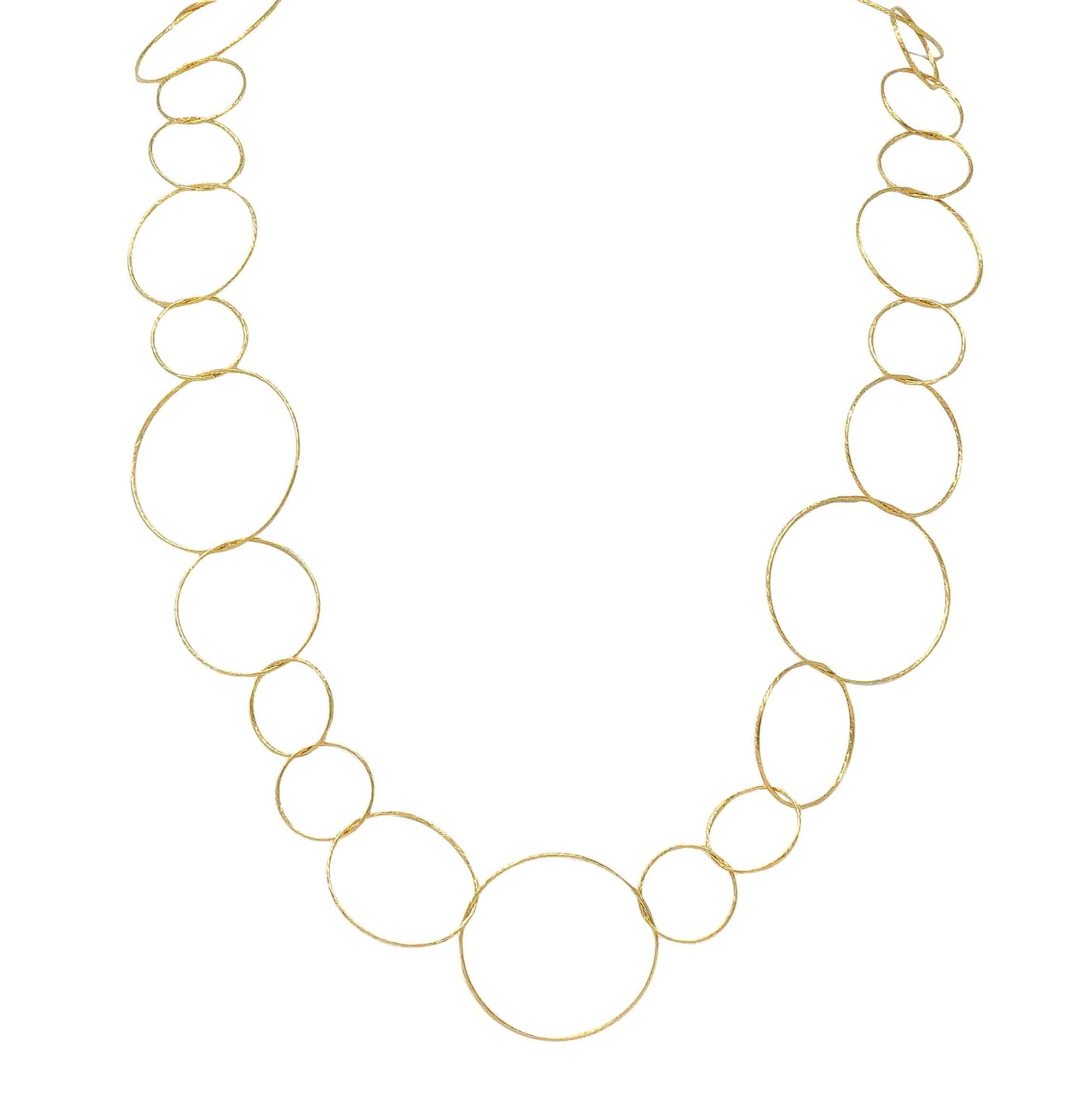Paloma Picasso Tiffany & Co. 2000's 18K Gold Hammered Circles Chain Necklace