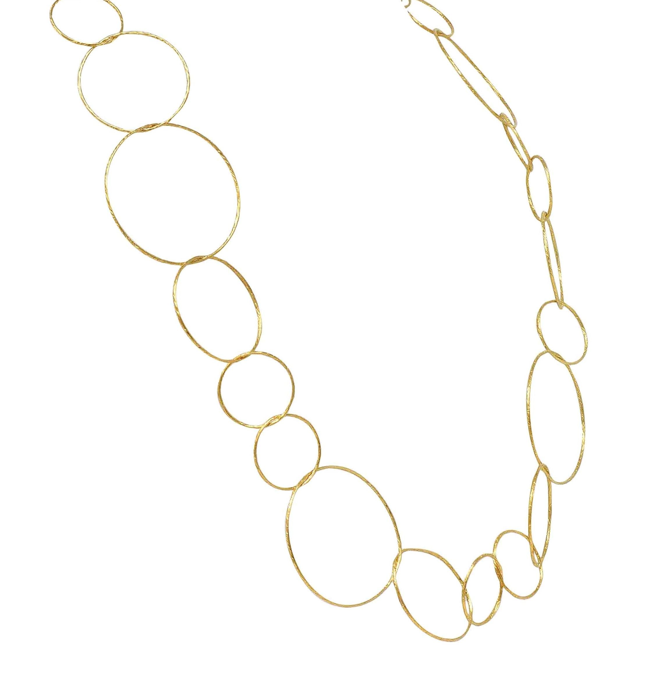 Paloma Picasso Tiffany & Co. 2000's 18K Gold Hammered Circles Chain Necklace
