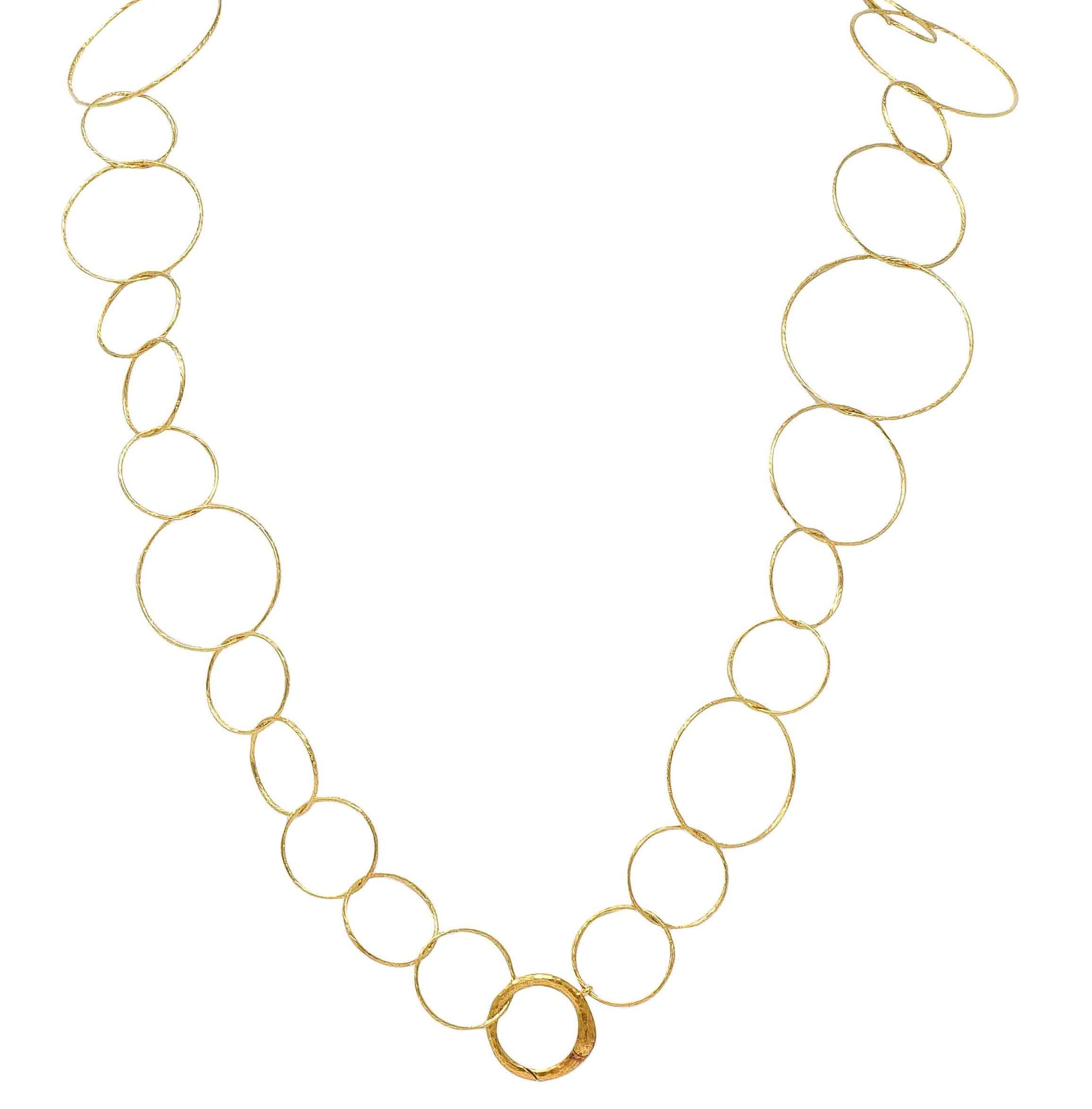 Paloma Picasso Tiffany & Co. 2000's 18K Gold Hammered Circles Chain Necklace