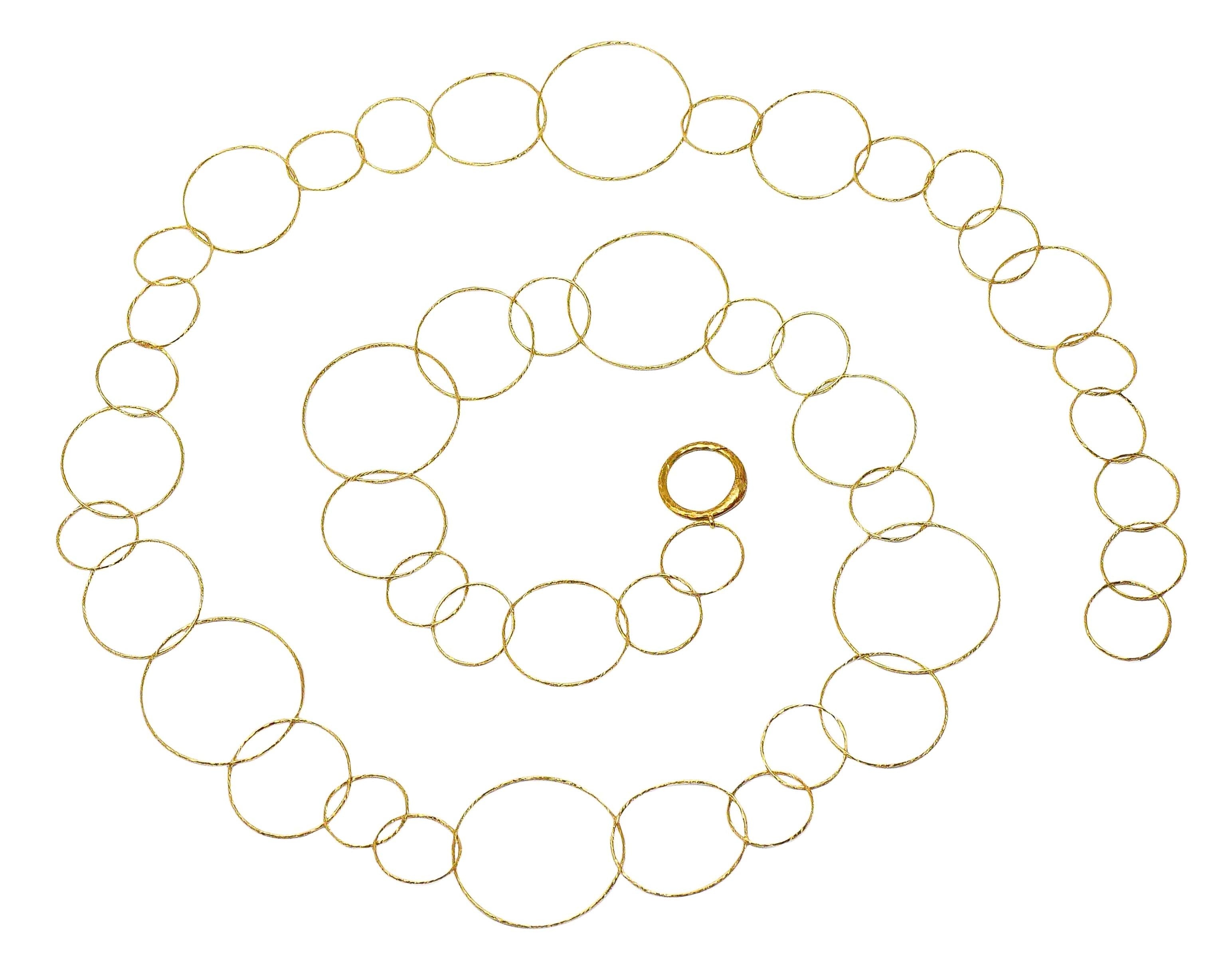 Paloma Picasso Tiffany & Co. 2000's 18K Gold Hammered Circles Chain Necklace
