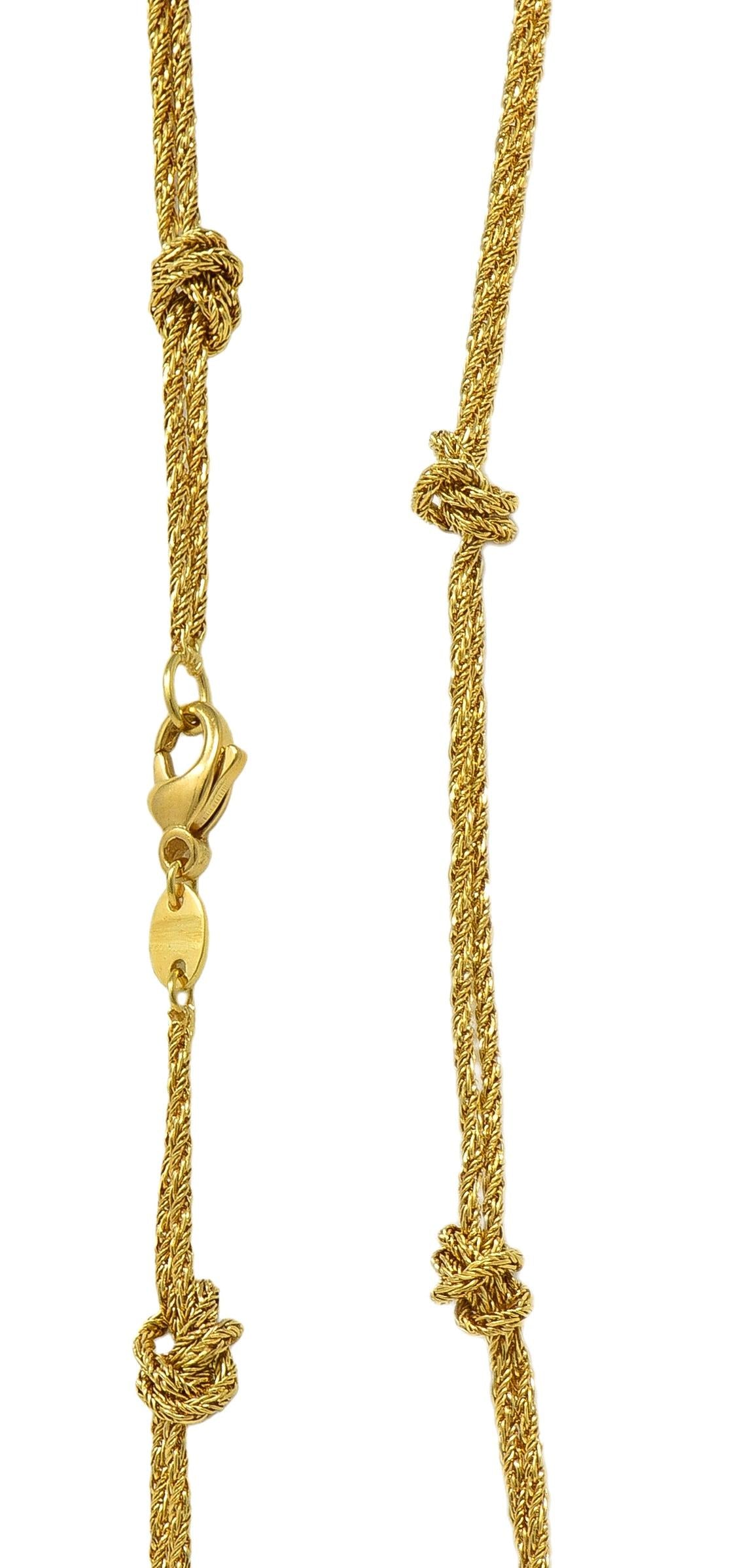 Tiffany & Co. 1960's 18K Gold Vintage Knotted Rope Chain Station Necklace