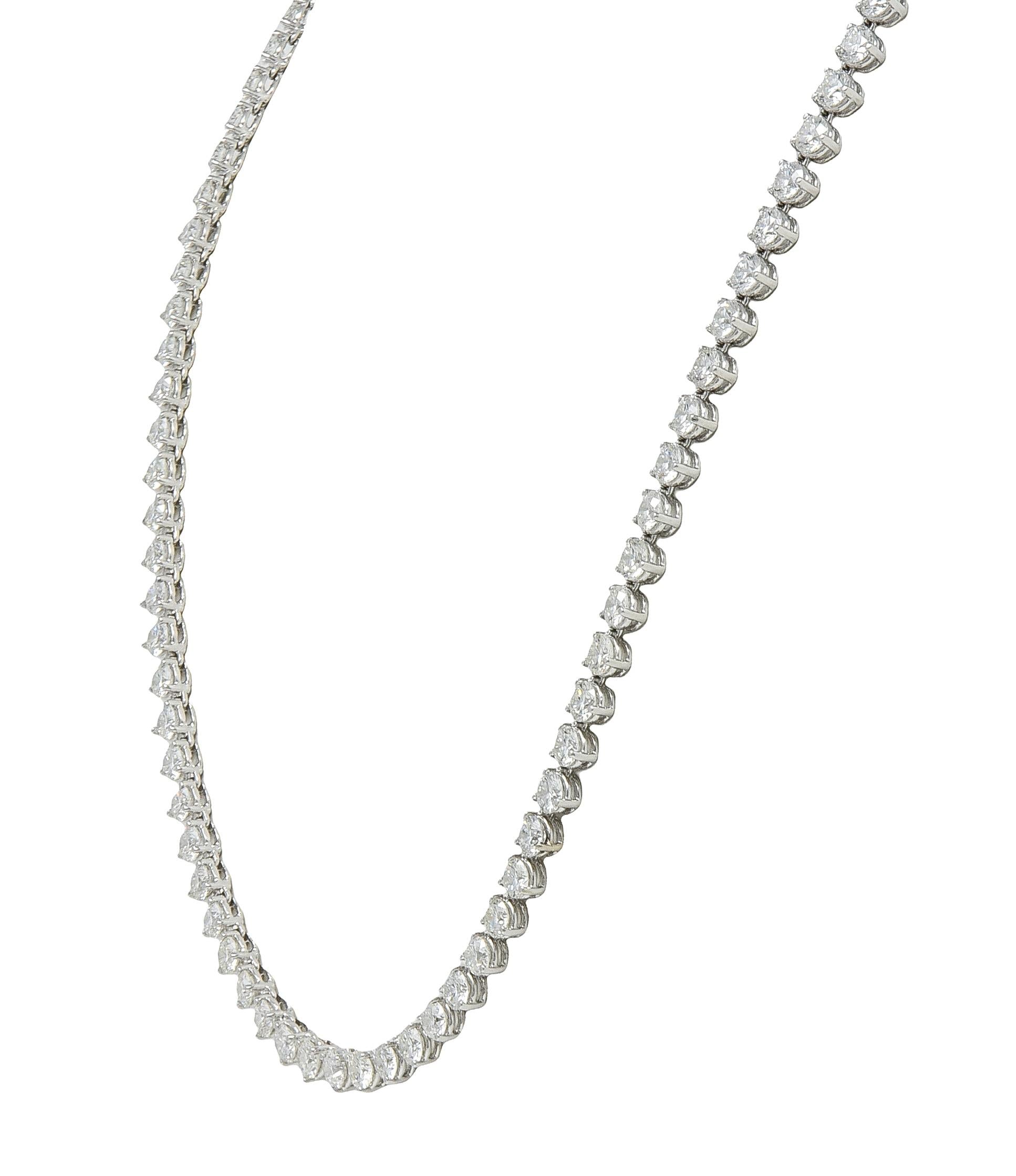 24.48 CTW Round Brilliant Cut Diamond 18 Karat White Gold Riviera Necklace
