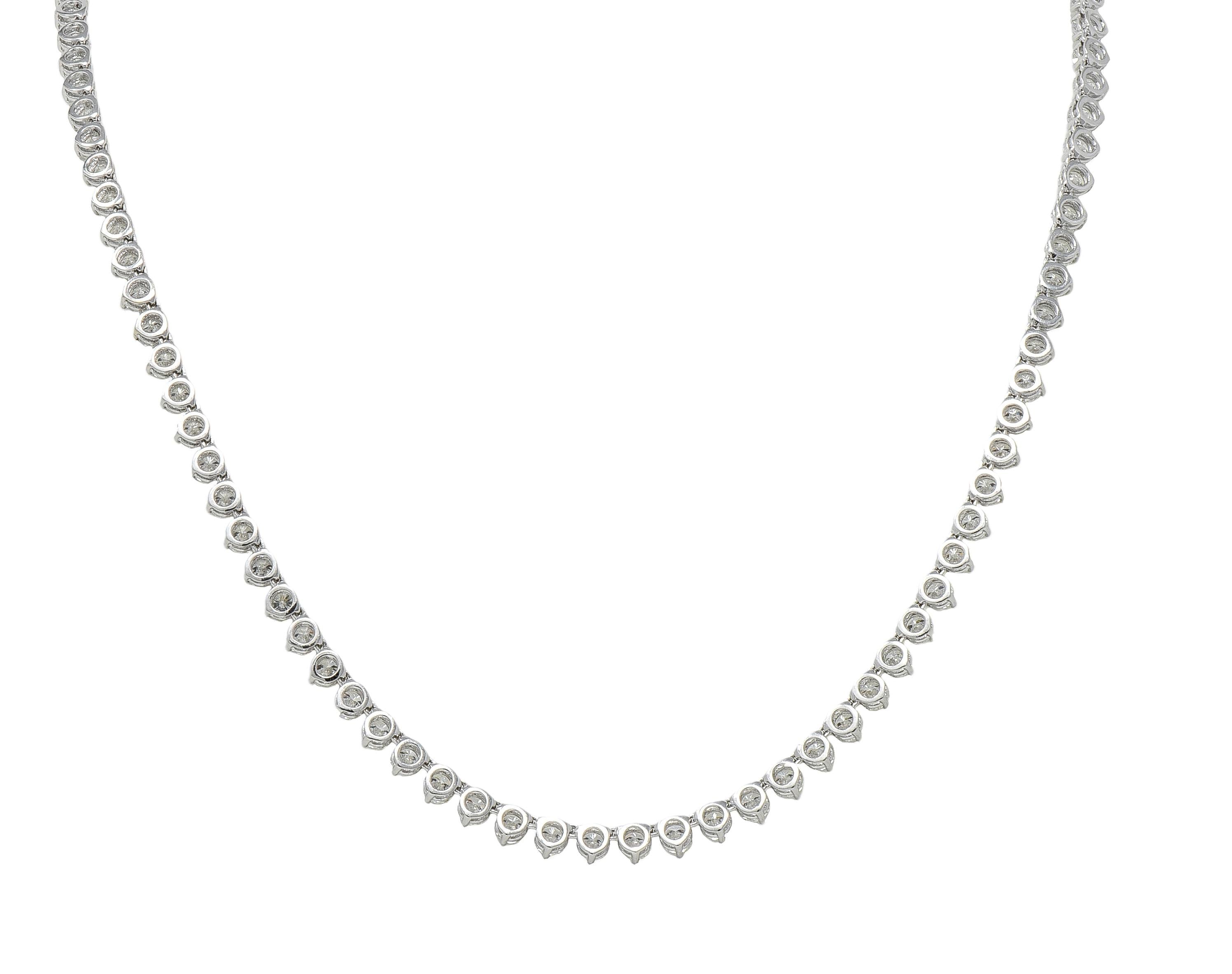 24.48 CTW Round Brilliant Cut Diamond 18 Karat White Gold Riviera Necklace