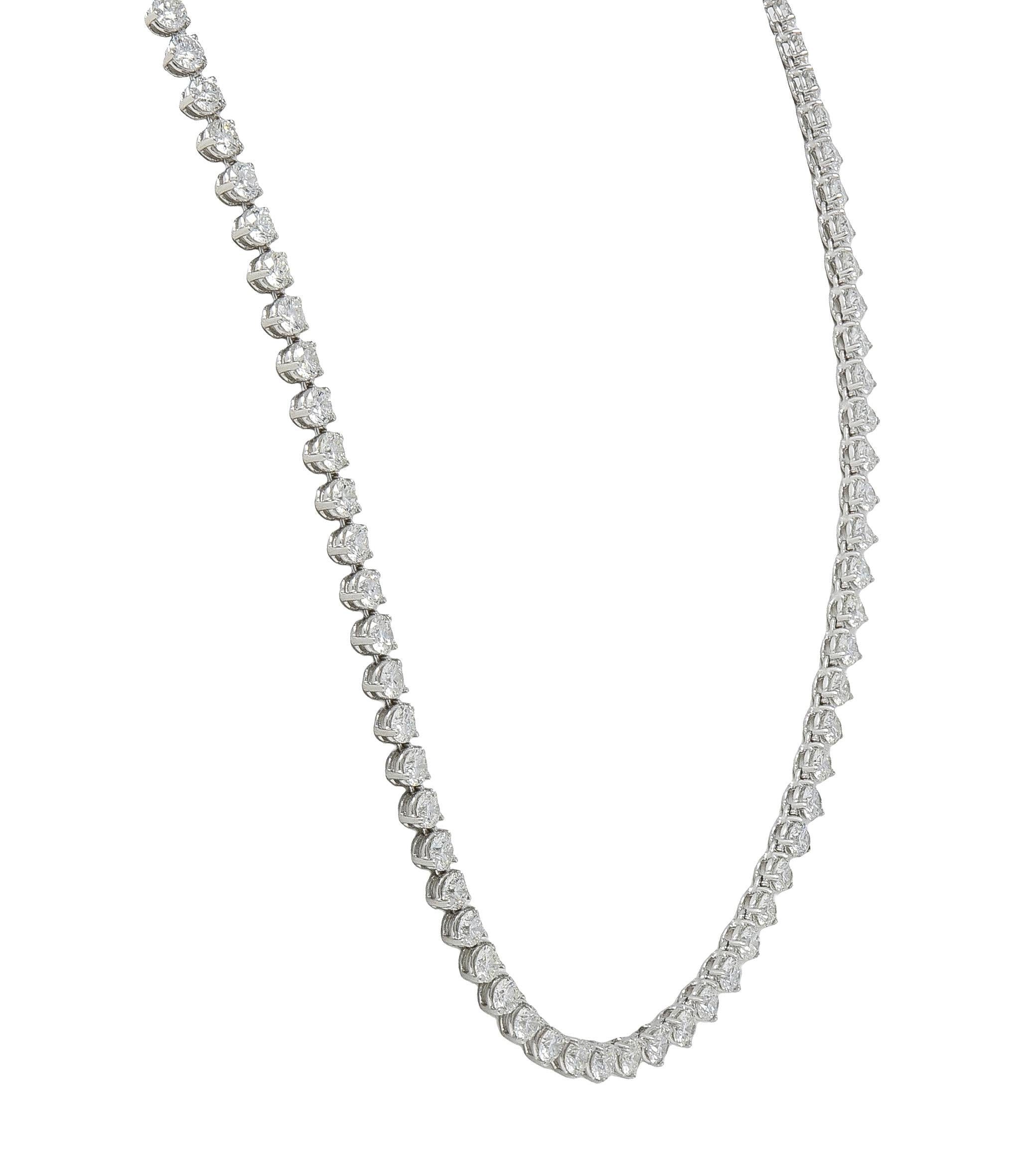 24.48 CTW Round Brilliant Cut Diamond 18 Karat White Gold Riviera Necklace