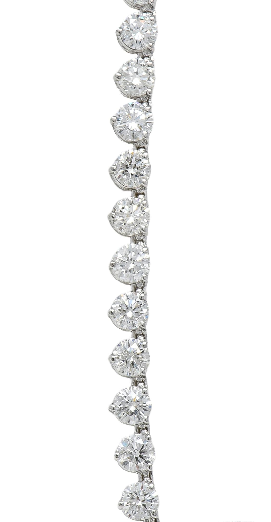 24.48 CTW Round Brilliant Cut Diamond 18 Karat White Gold Riviera Necklace