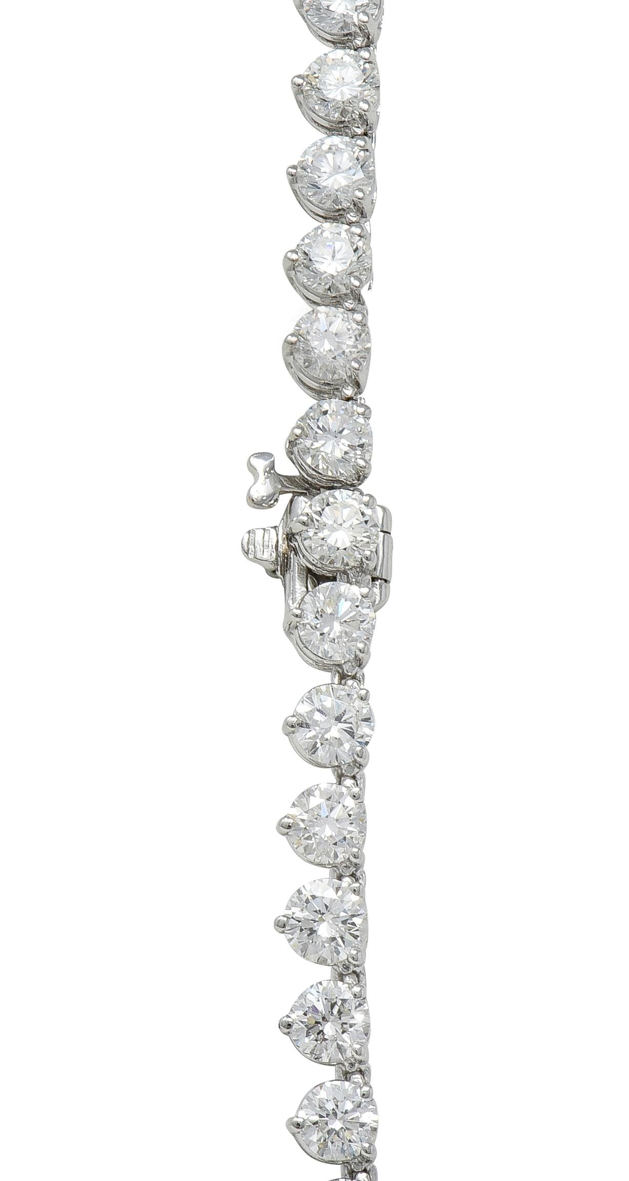 24.48 CTW Round Brilliant Cut Diamond 18 Karat White Gold Riviera Necklace