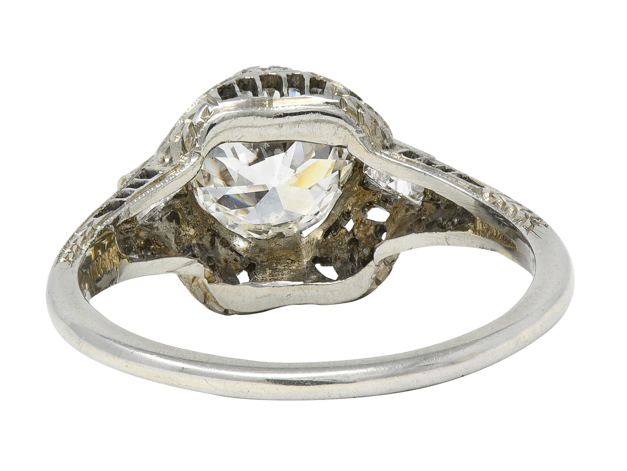 Belais 1.39 CTW Diamond 18 Karat White Gold Vintage Foliate Engagement Ring