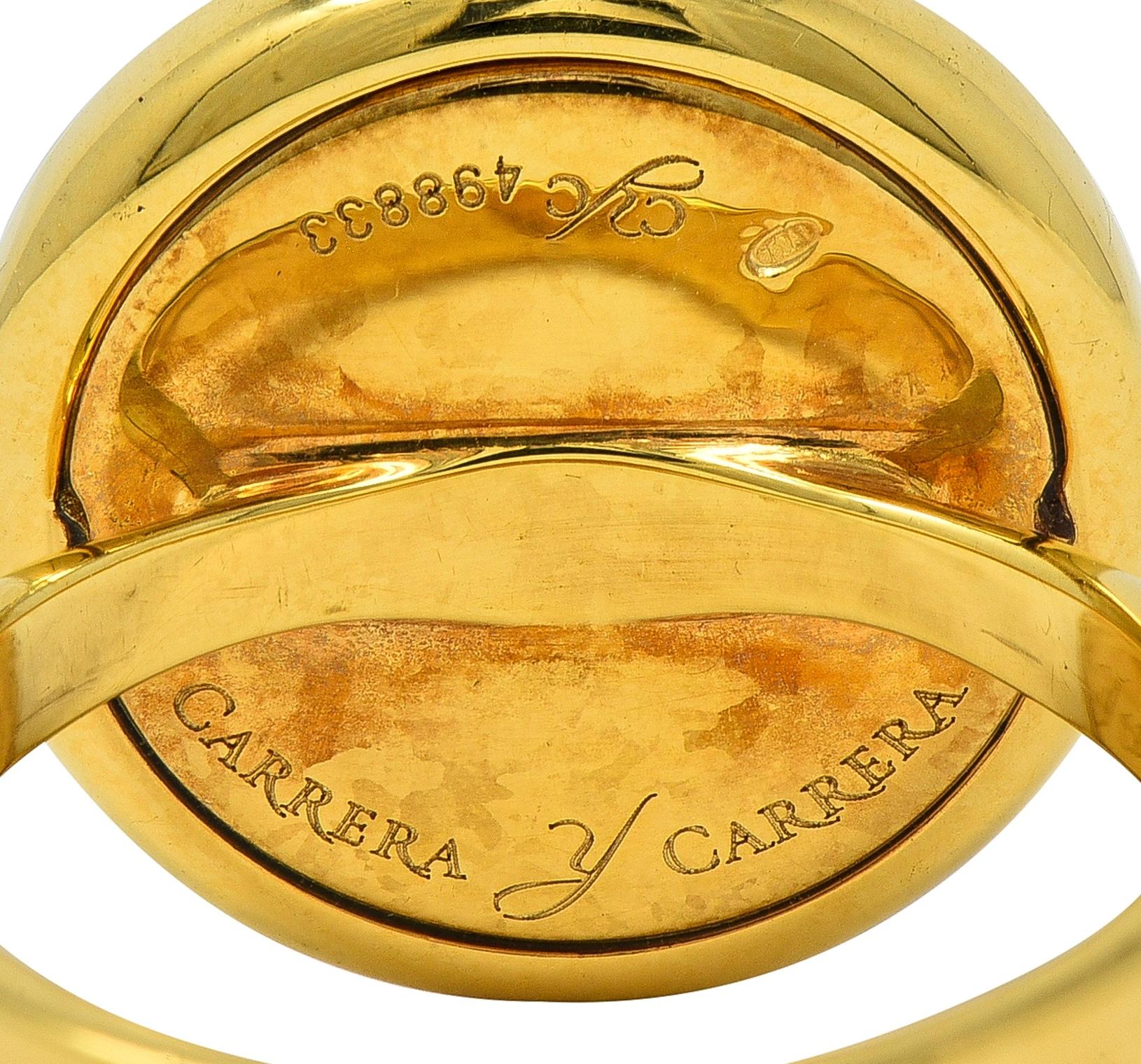 Carrera y Carrera Diamond Onyx 18 Karat Gold Baile de Bambú Signet Bamboo Ring