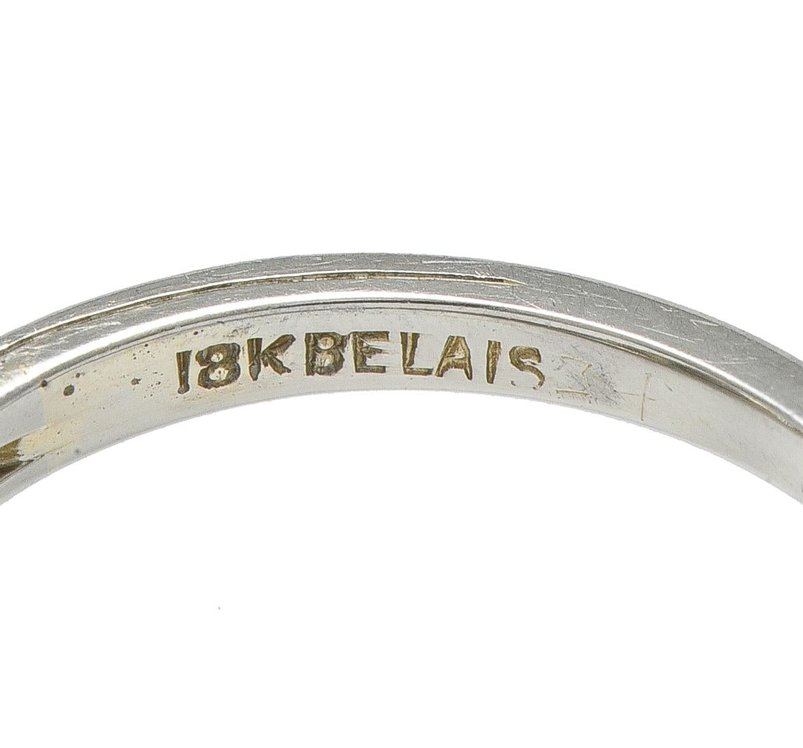 Belais Art Deco 0.45 CTW Old Mine Diamond 18K Gold Checkerboard Vintage Ring