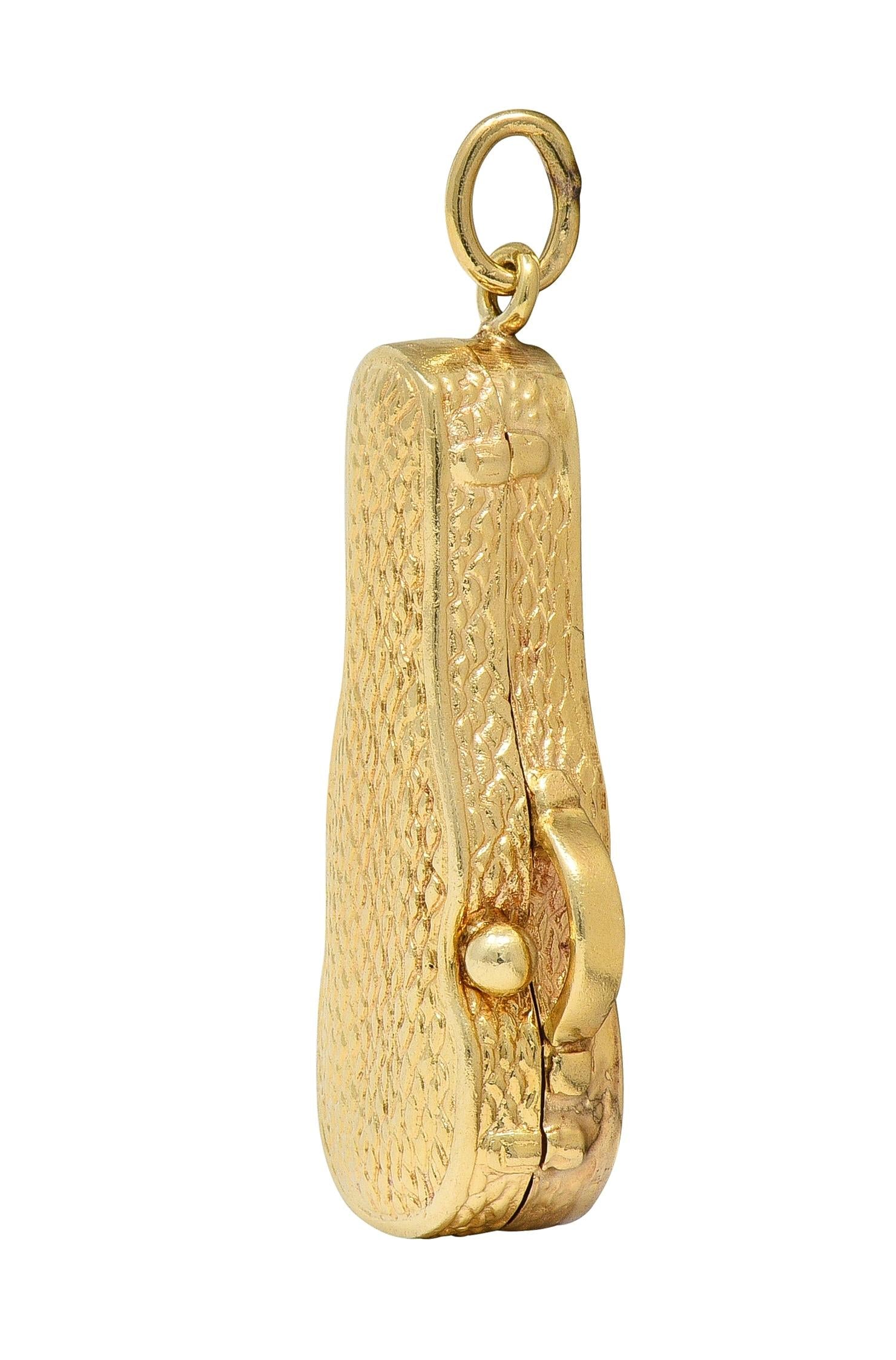 1960's 14 Karat Yellow Gold Vintage Violin In Case Pendant Charm