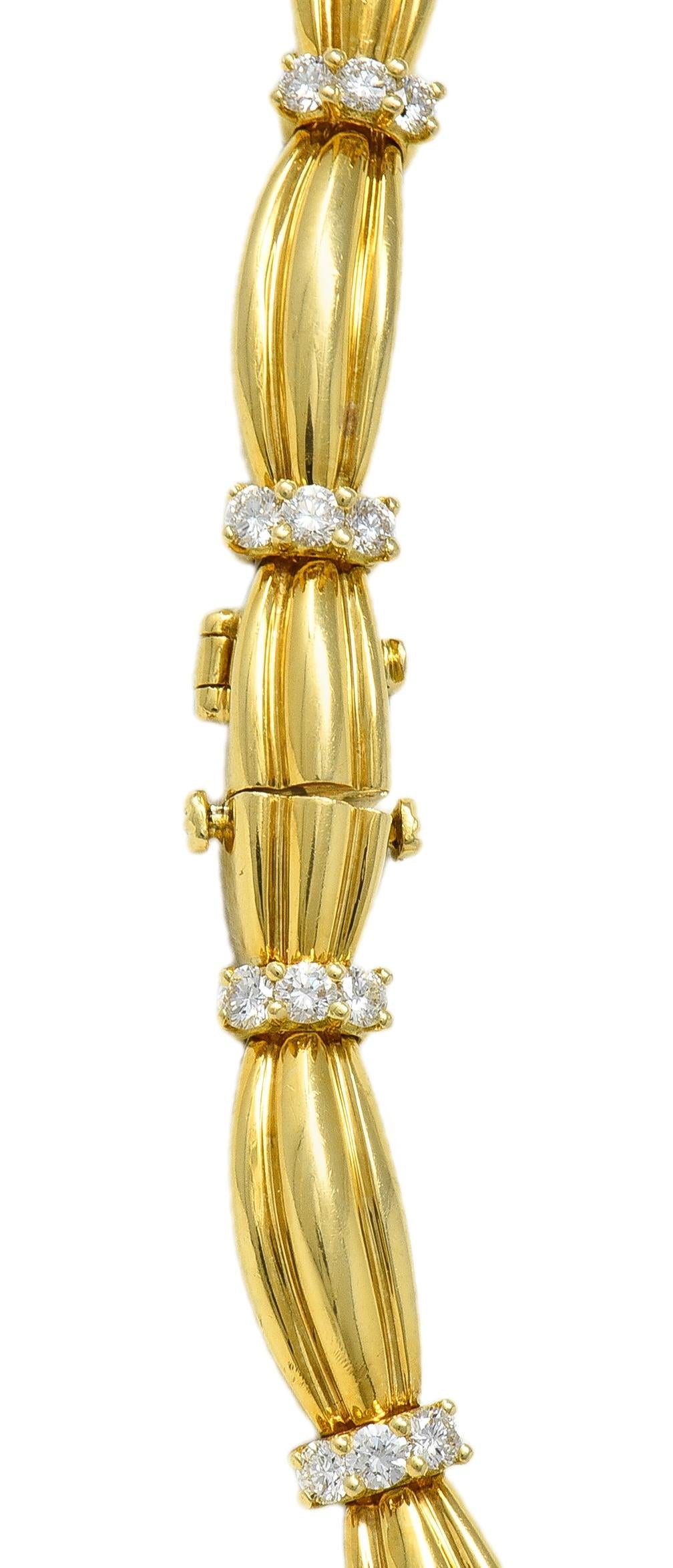 Tiffany & Co. 1992 1.04 CTW Diamond 18 Karat Yellow Gold Vintage Ribbon Necklace