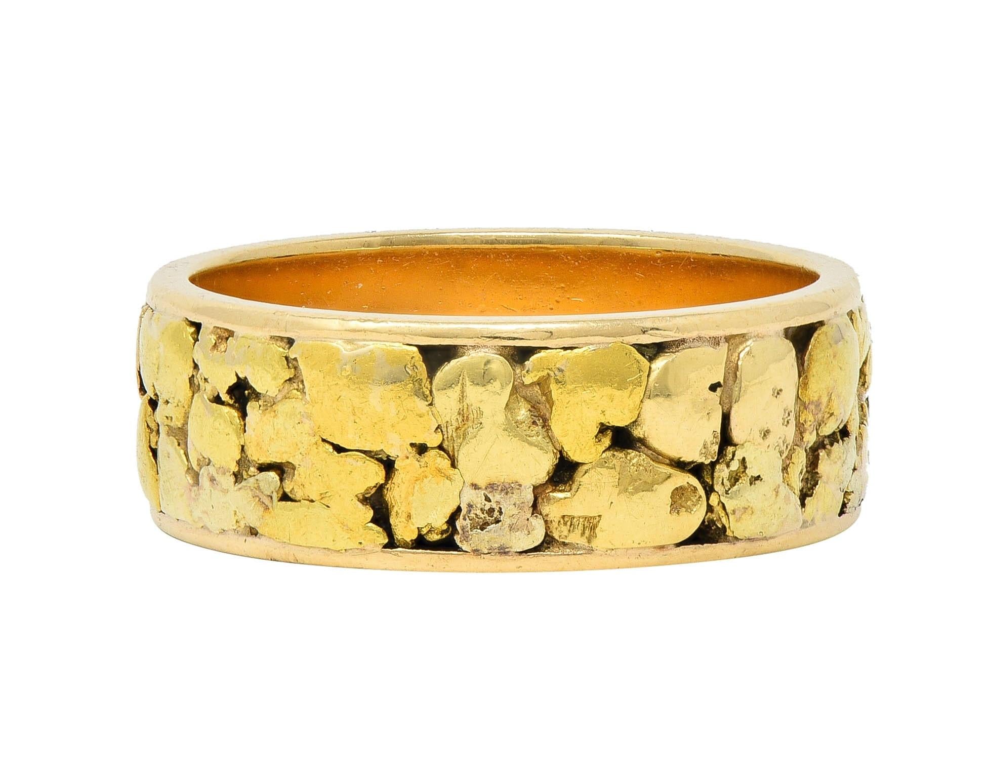 1980's 14 Karat Yellow Gold Nugget Organic Vintage Band Ring