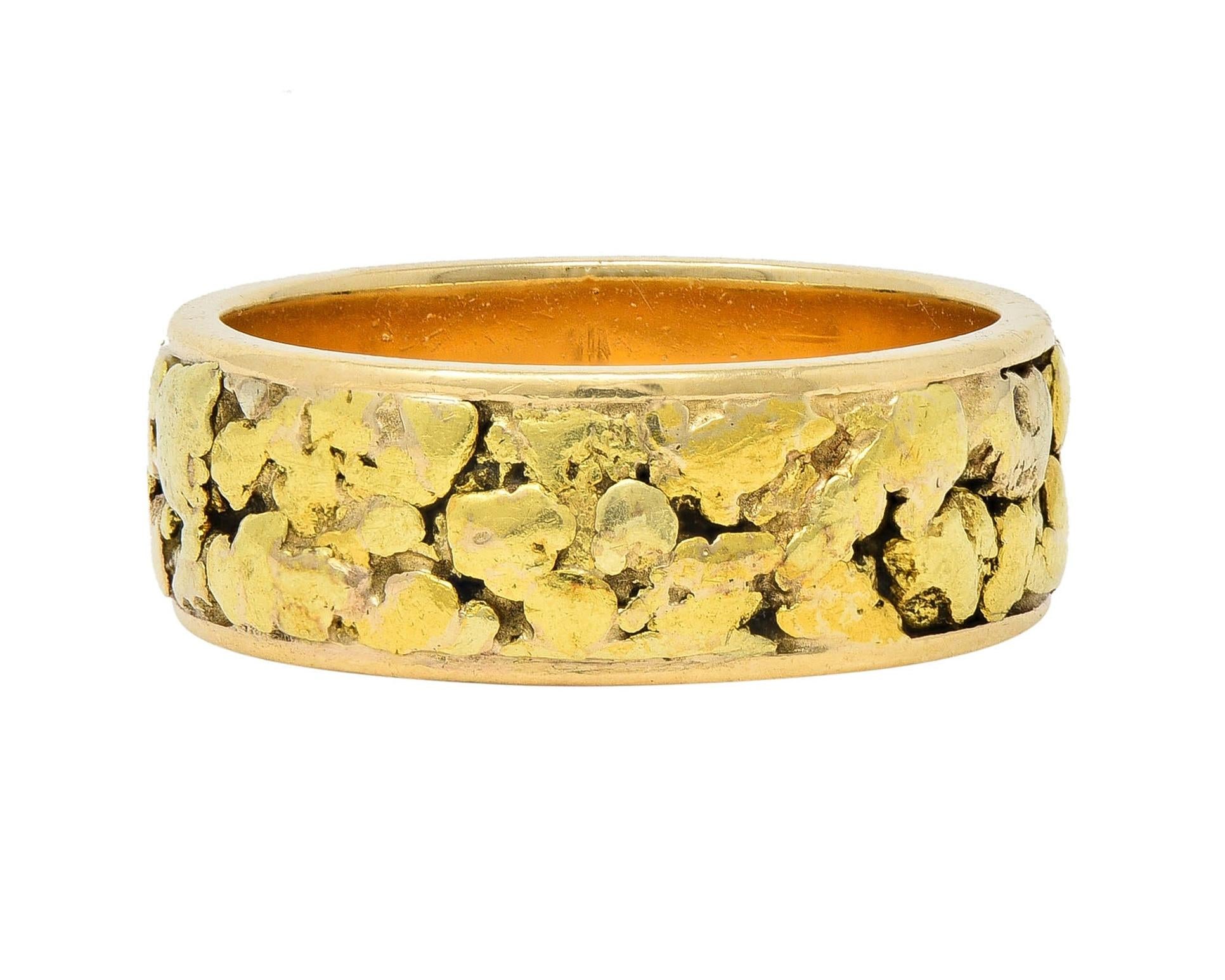 1980's 14 Karat Yellow Gold Nugget Organic Vintage Band Ring
