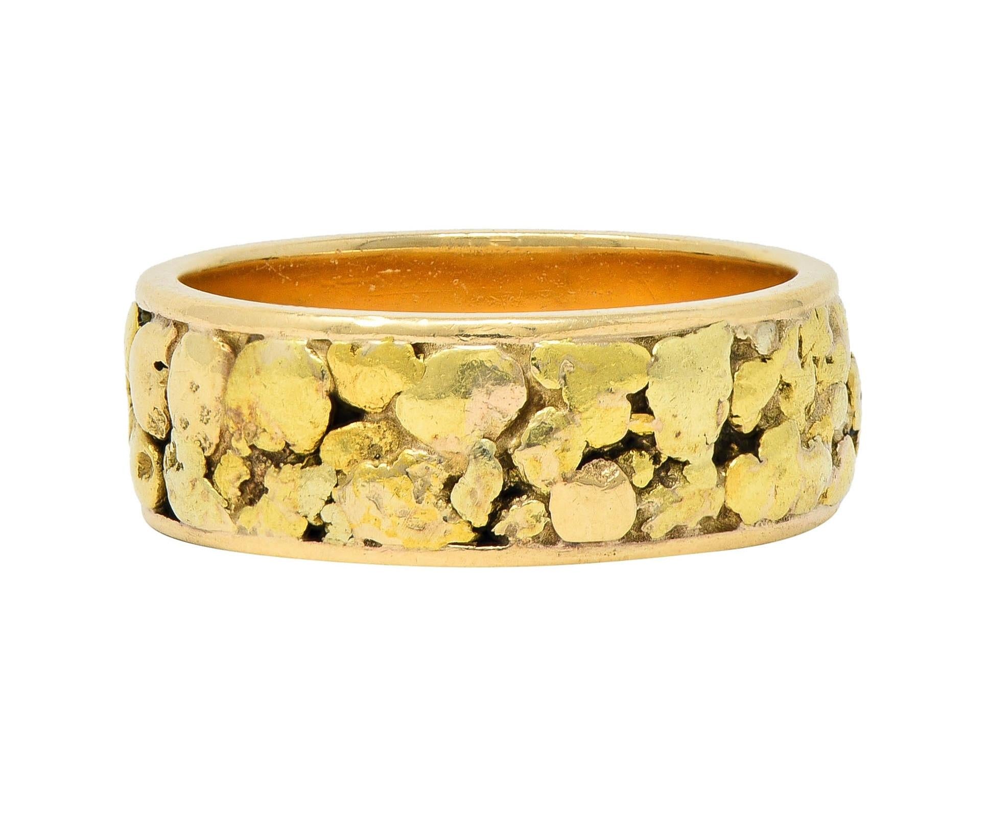 1980's 14 Karat Yellow Gold Nugget Organic Vintage Band Ring