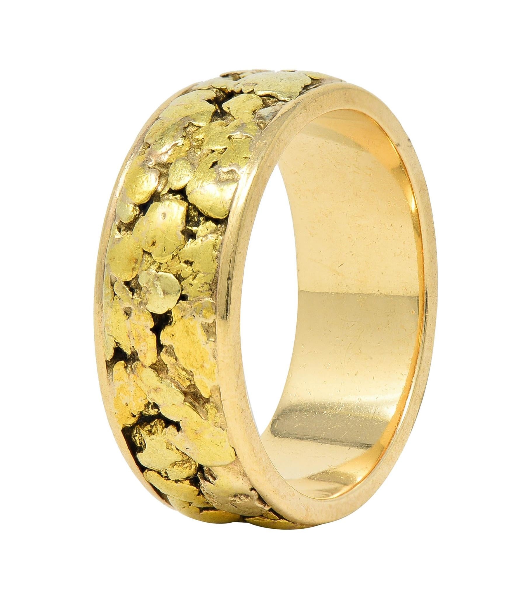 1980's 14 Karat Yellow Gold Nugget Organic Vintage Band Ring