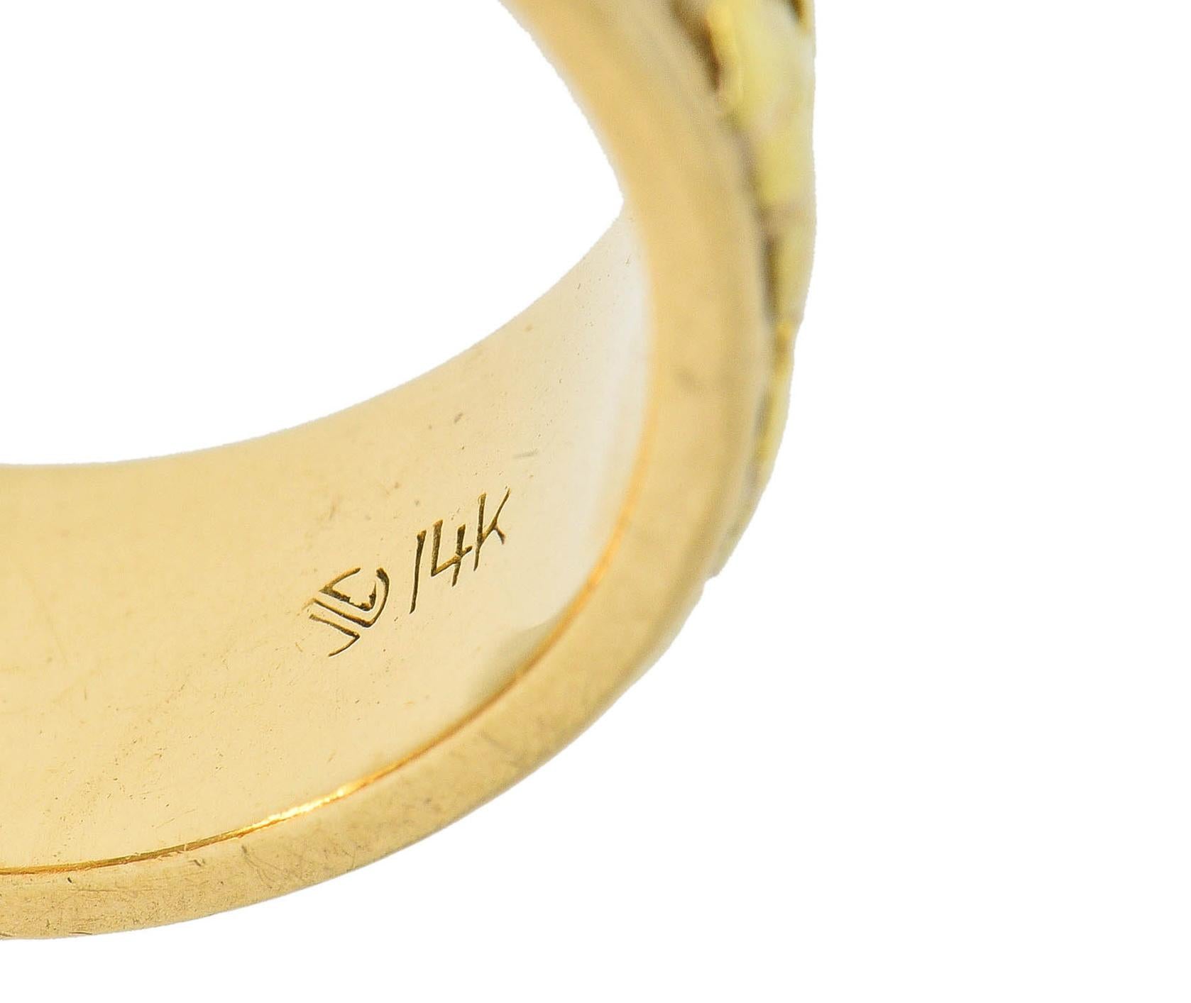1980's 14 Karat Yellow Gold Nugget Organic Vintage Band Ring