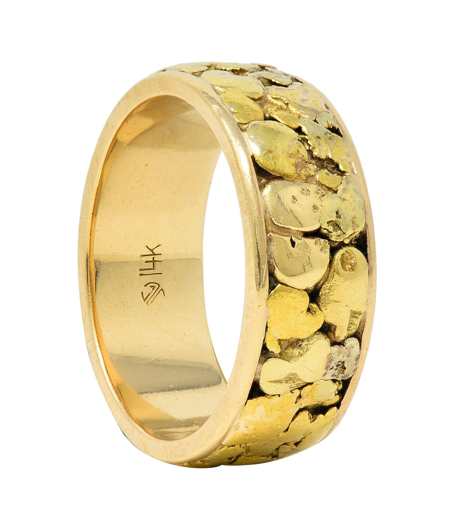 1980's 14 Karat Yellow Gold Nugget Organic Vintage Band Ring