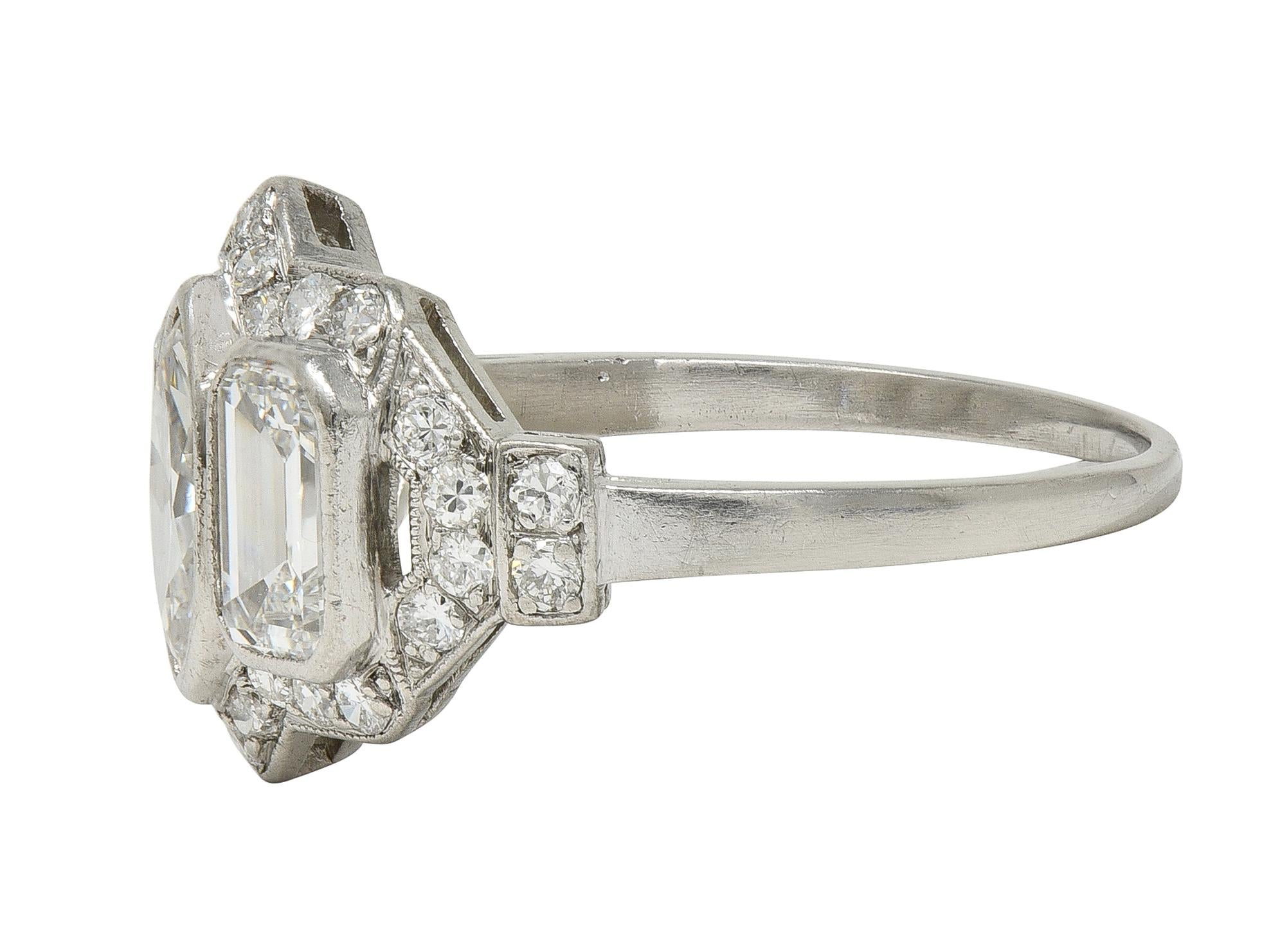 Art Deco 2.87 CTW Marquise Cut Diamond Platinum Vintage Halo Engagement Ring