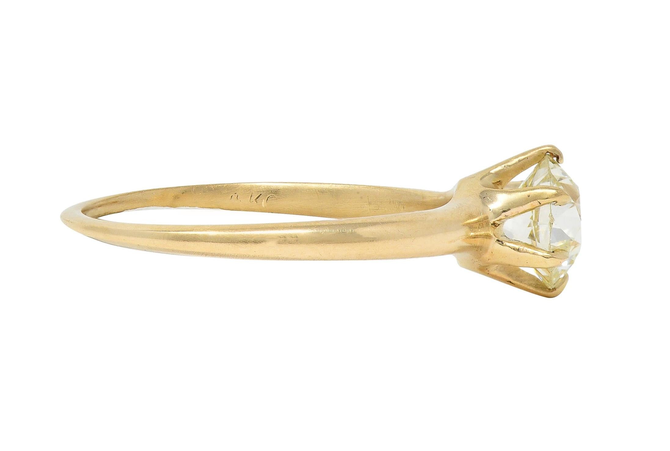 1.00 CTW Old European Antique Diamond 14K Yellow Gold Solitaire Engagement Ring