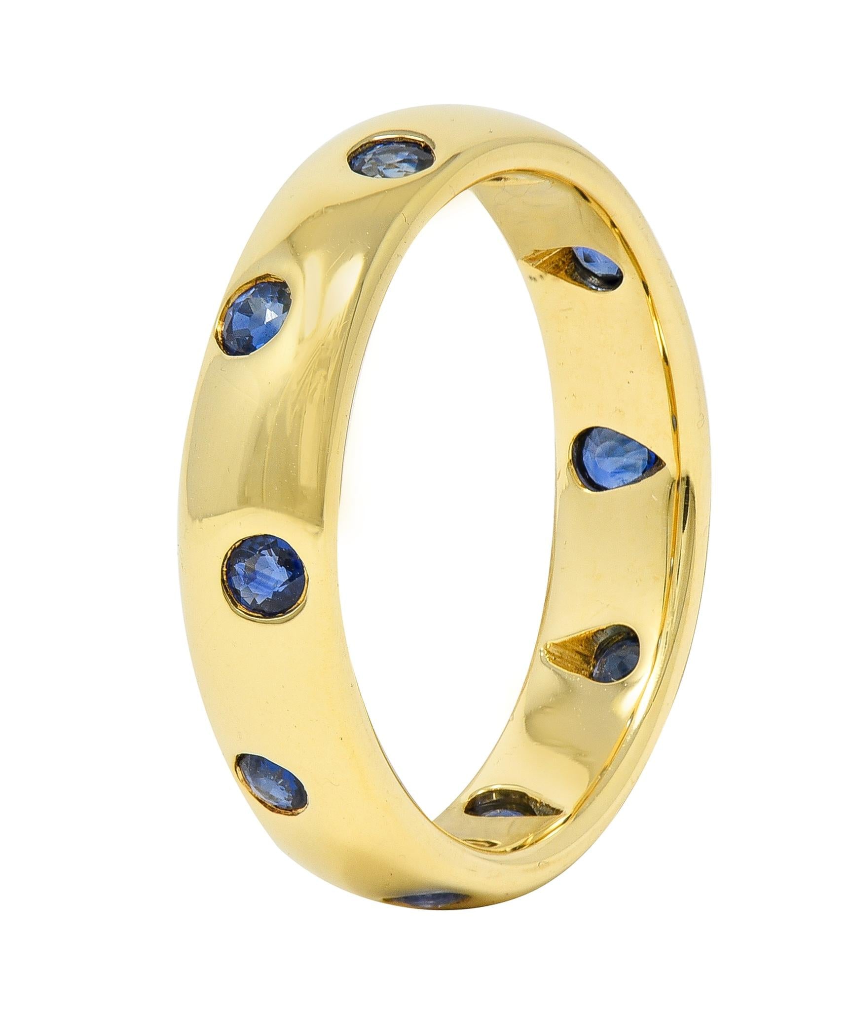 Tiffany & Co. 2000's Sapphire 18 Karat Yellow Gold Etoile Band Ring