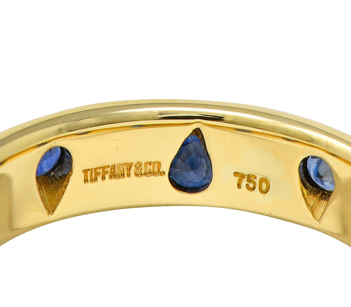 Tiffany & Co. 2000's Sapphire 18 Karat Yellow Gold Etoile Band Ring