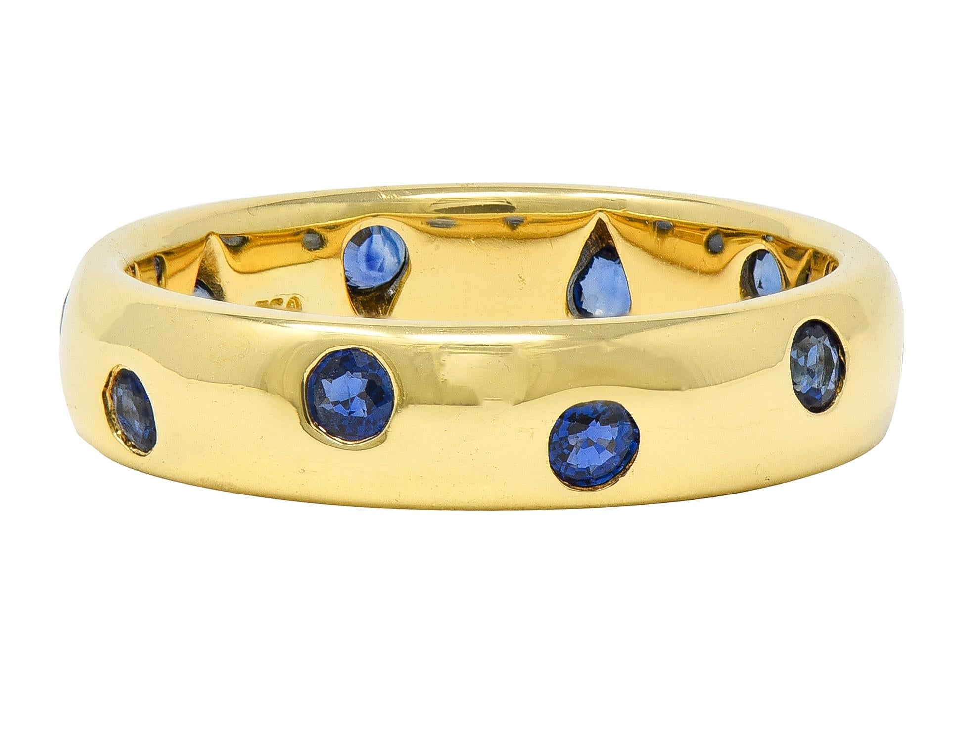 Tiffany & Co. 2000's Sapphire 18 Karat Yellow Gold Etoile Band Ring