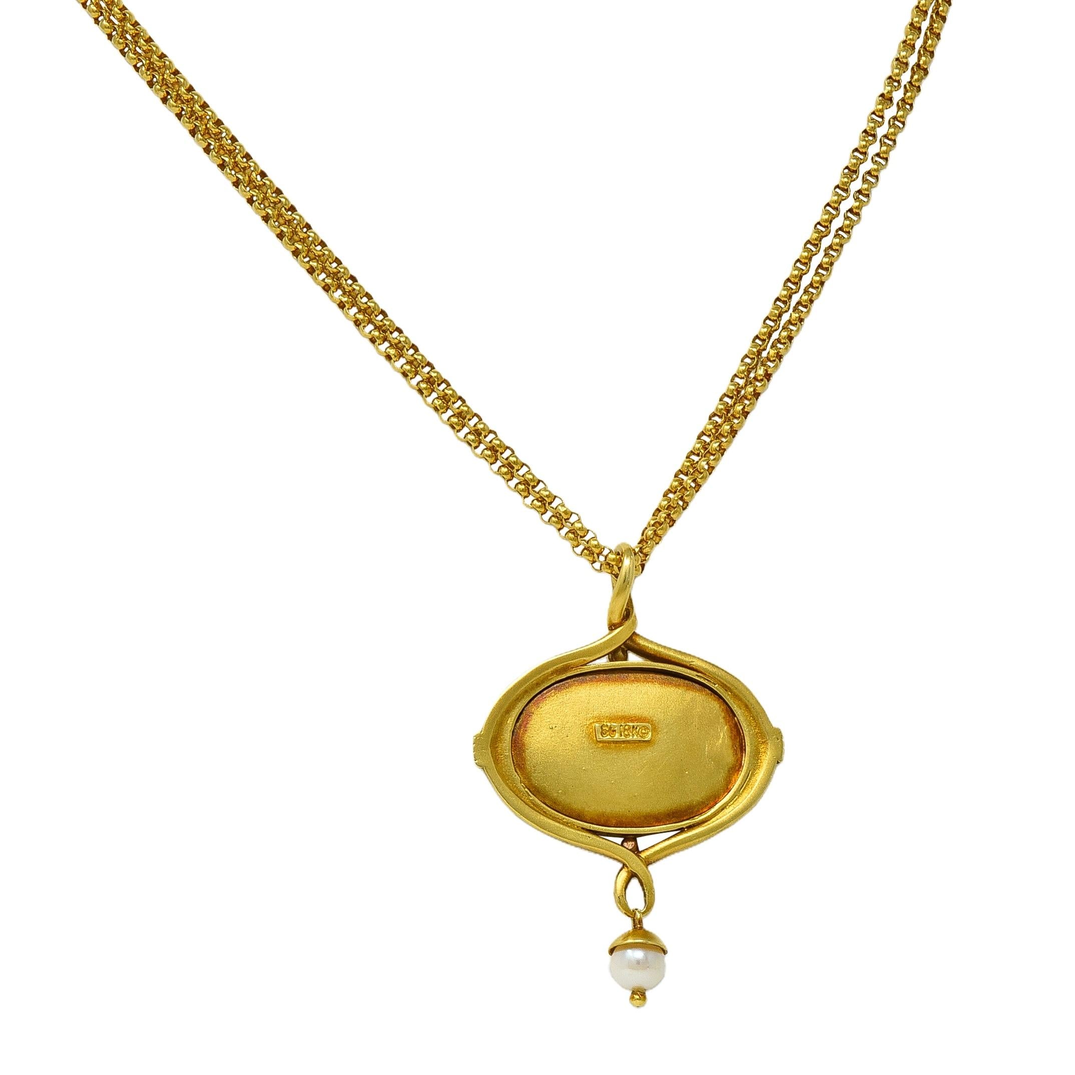 SeidenGang Pearl 18K Gold Vintage Cupid Venus Classic Cameo Pendant Necklace