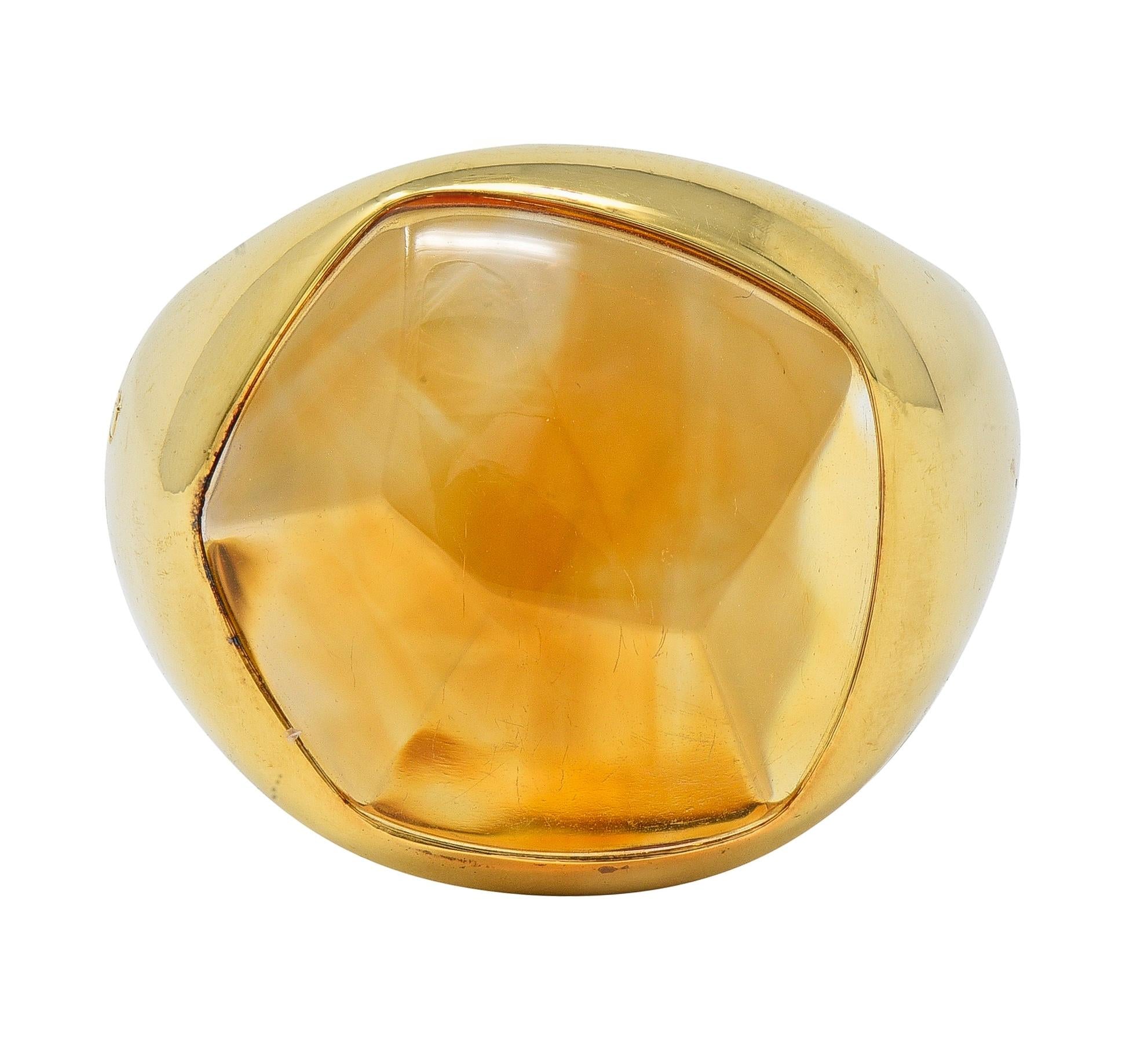 Pomellato Citrine Cabochon 18 Karat Yellow Gold Vintage Goccia Statement Ring