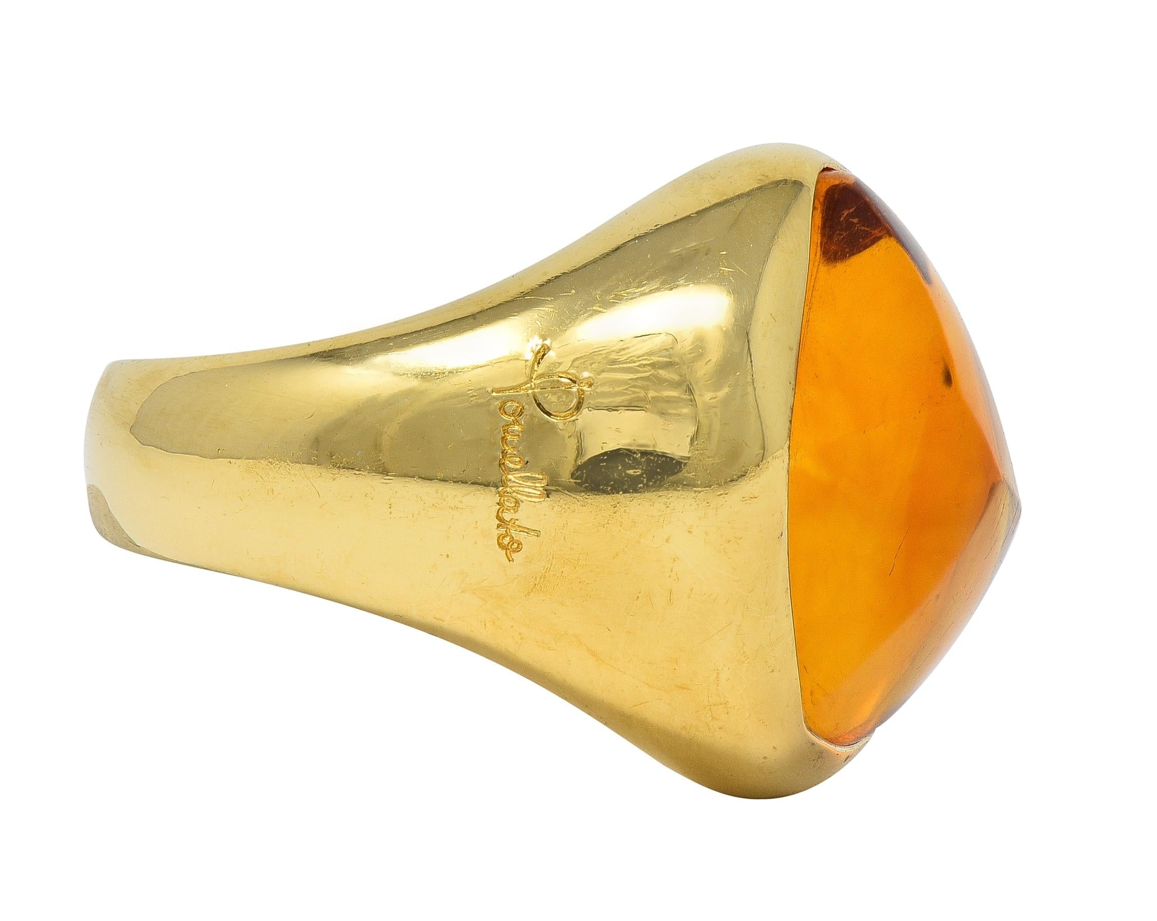 Pomellato Citrine Cabochon 18 Karat Yellow Gold Vintage Goccia Statement Ring